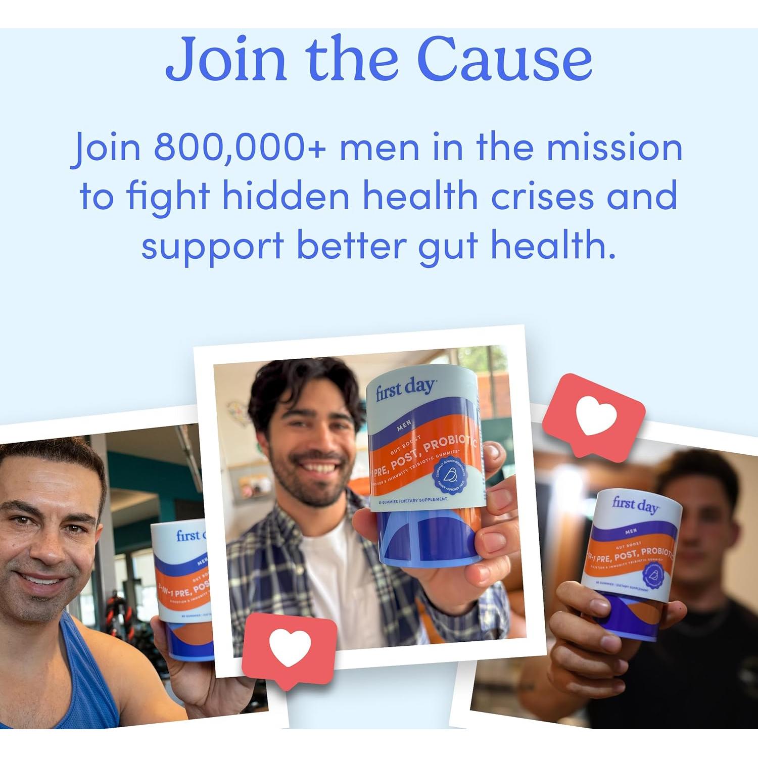 Suplemento Probiotico 3 en 1 Primer Día para Hombres - 60 Gomitas