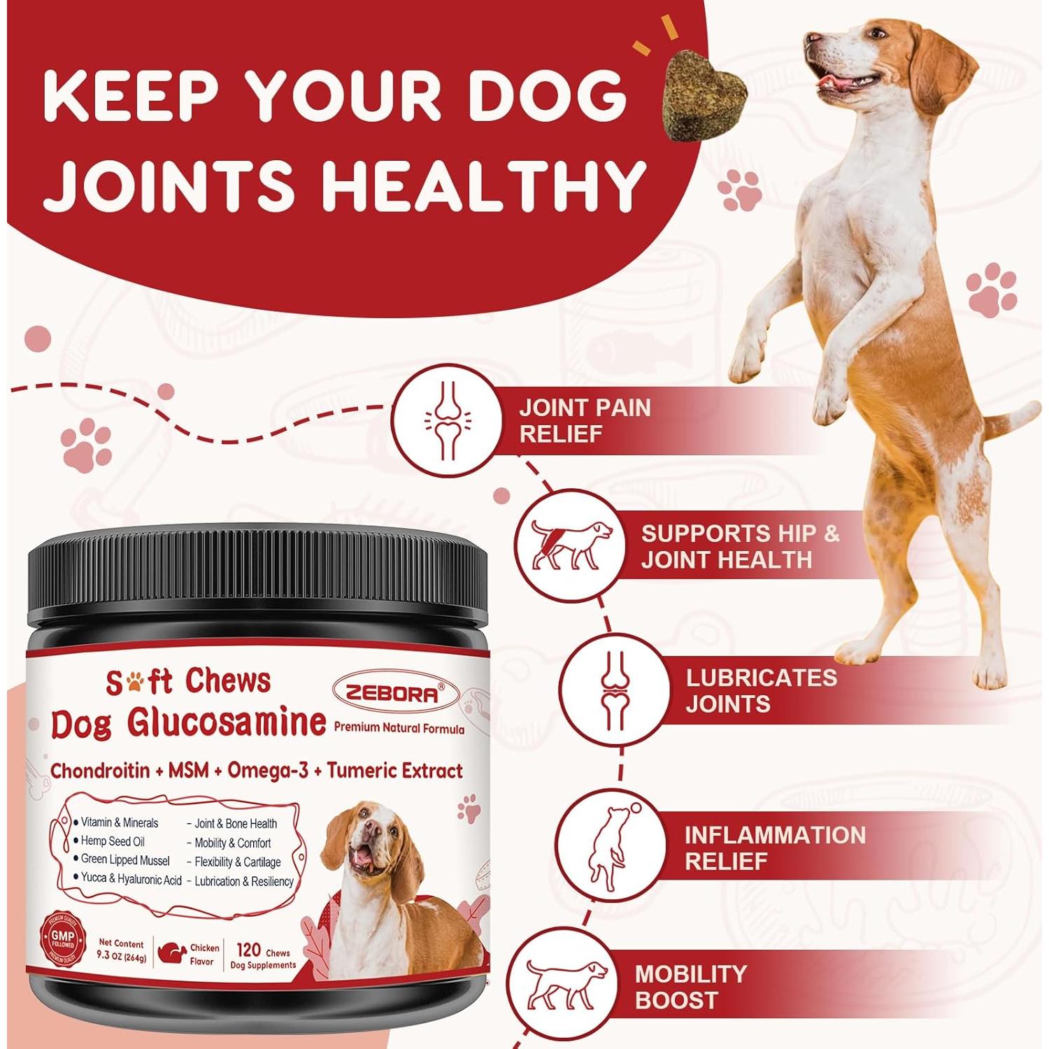 Suplemento Articular para Perros ZEBORA 120 Masticables Sabor Pollo