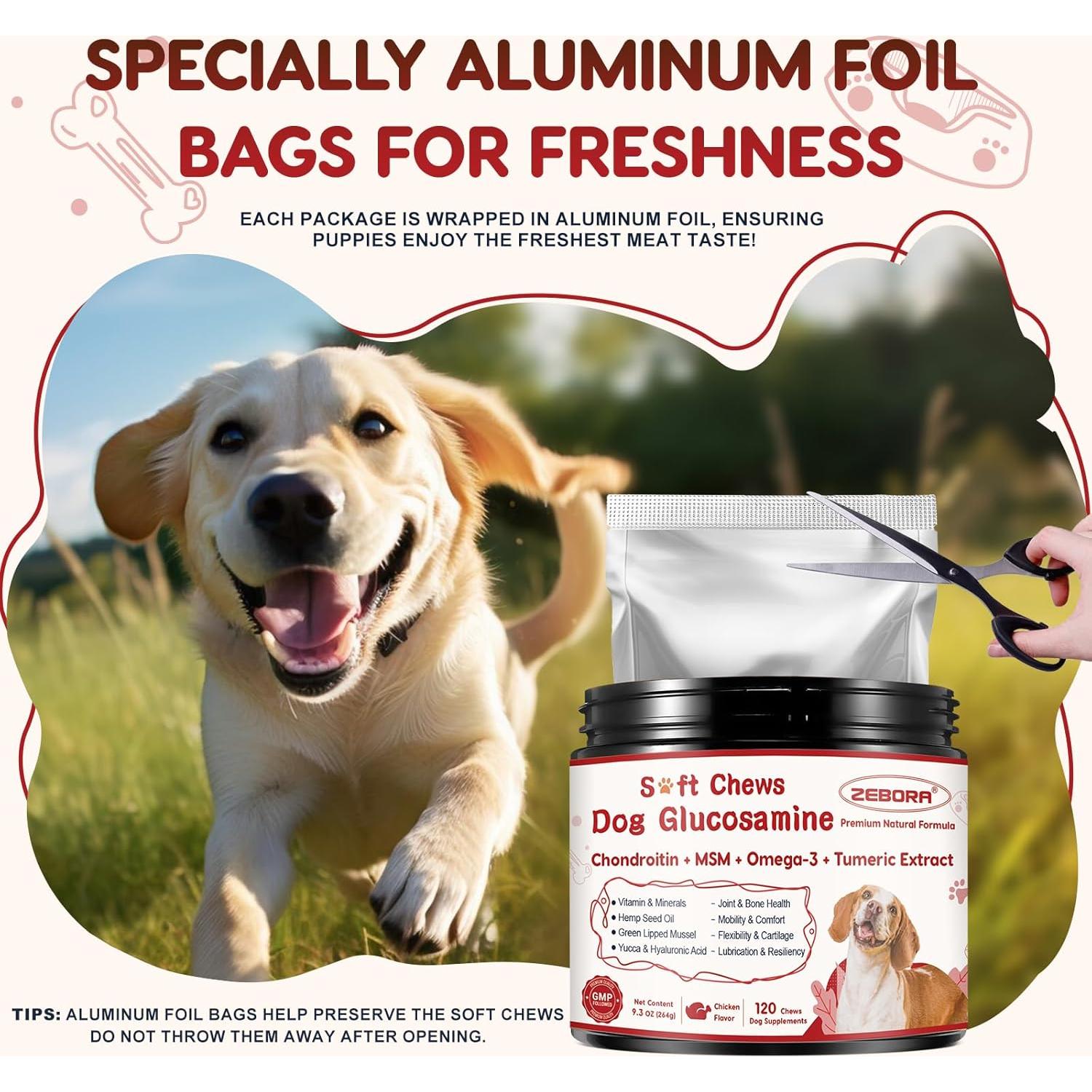 Suplemento Articular para Perros ZEBORA 120 Masticables Sabor Pollo