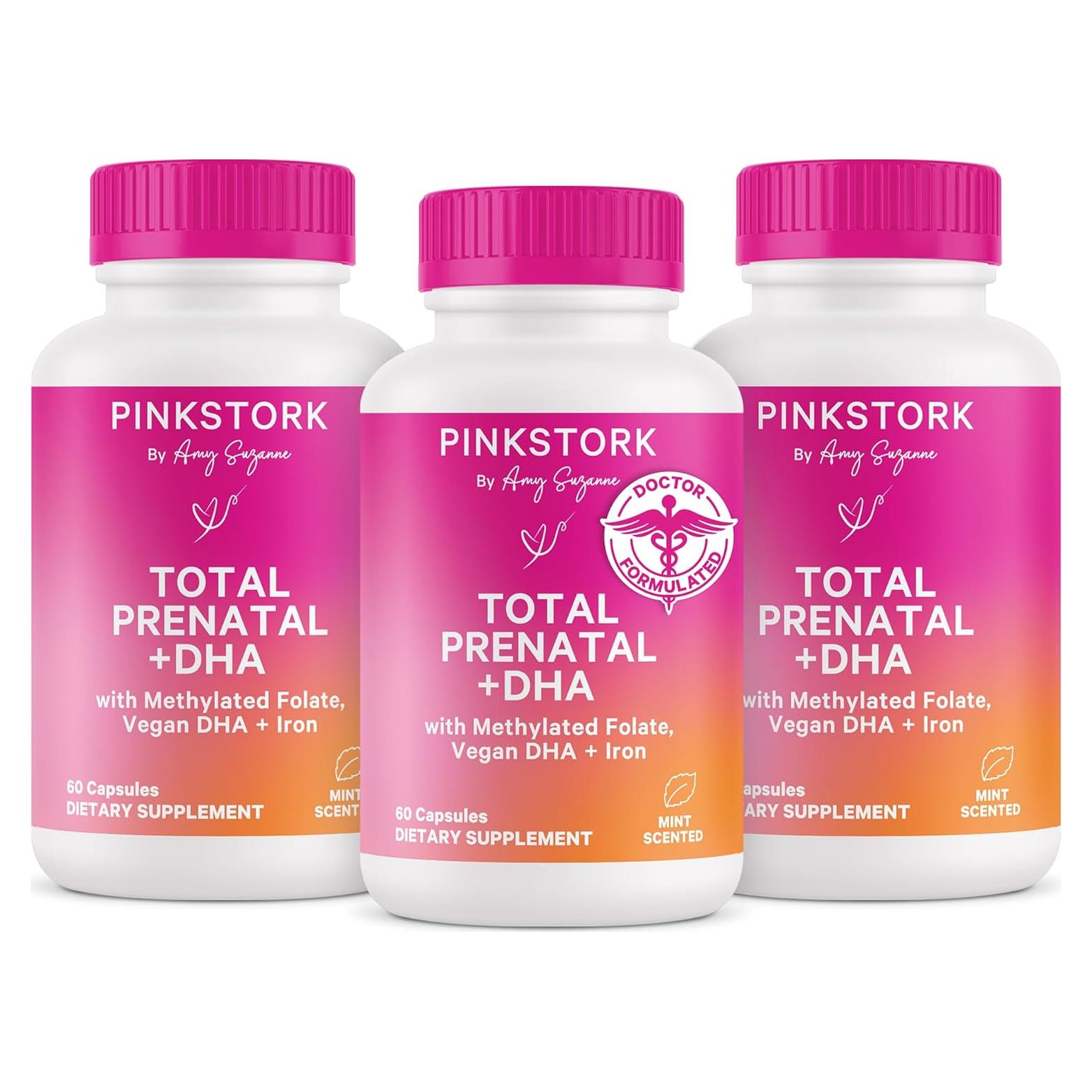 Vitaminas Prenatales Totales Pink Stork con DHA y Folato - 180 Cápsulas