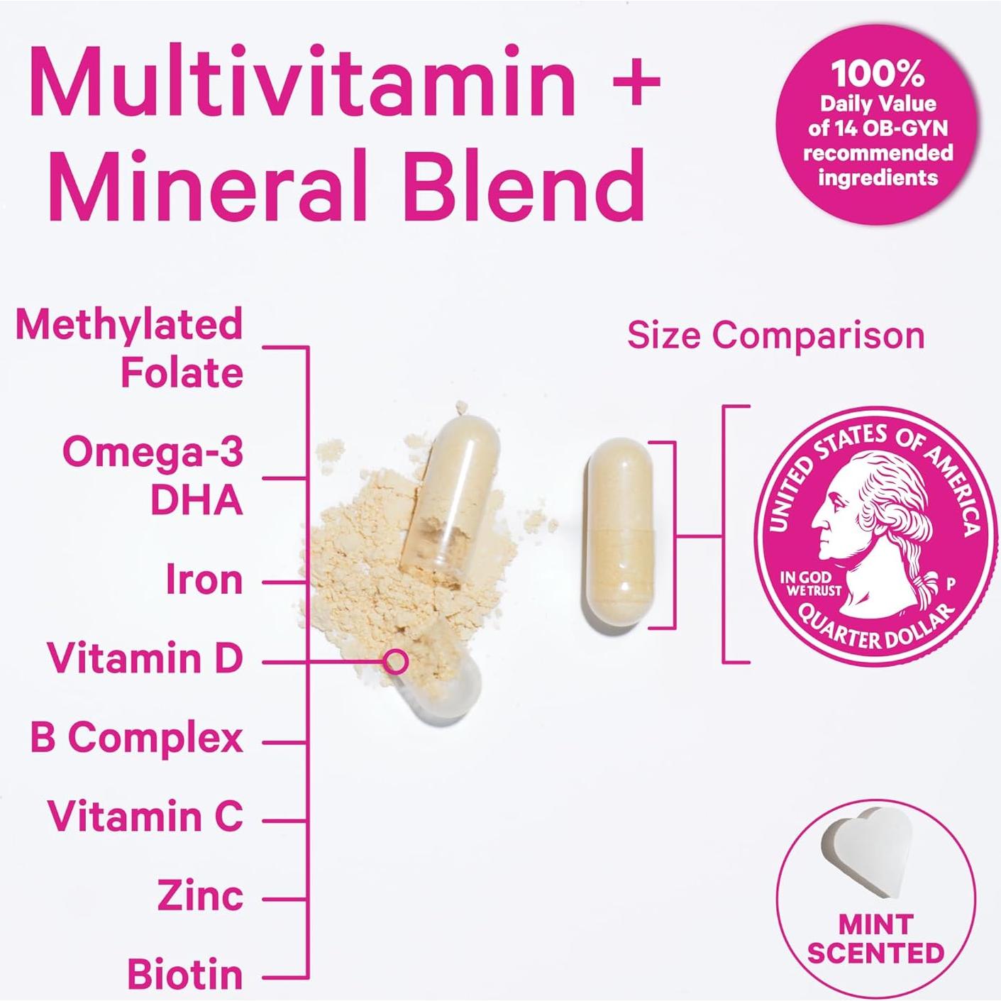 Vitaminas Prenatales Totales Pink Stork con DHA y Folato - 180 Cápsulas