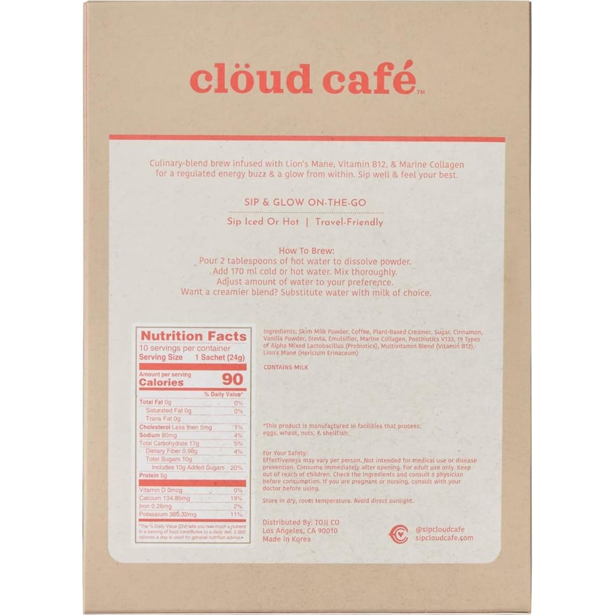 Café Instantáneo Clöud con Colágeno Marino - 10 Sobres