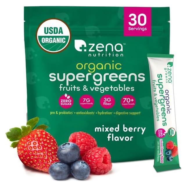 Zena Nutrition Polvo Orgánico de Super Verdes 30 Porciones