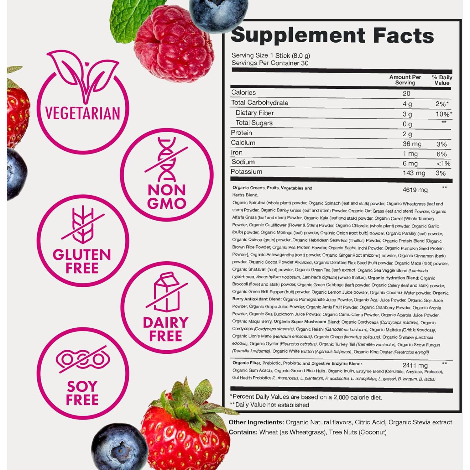 Zena Nutrition Polvo Orgánico de Super Verdes 30 Porciones