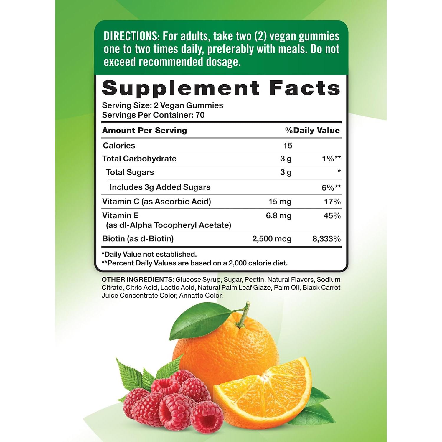 Gomitas de Biotina para Cabello, Piel y Uñas - La Verdad de la Naturaleza - 80 Unidades - 2500 mcg