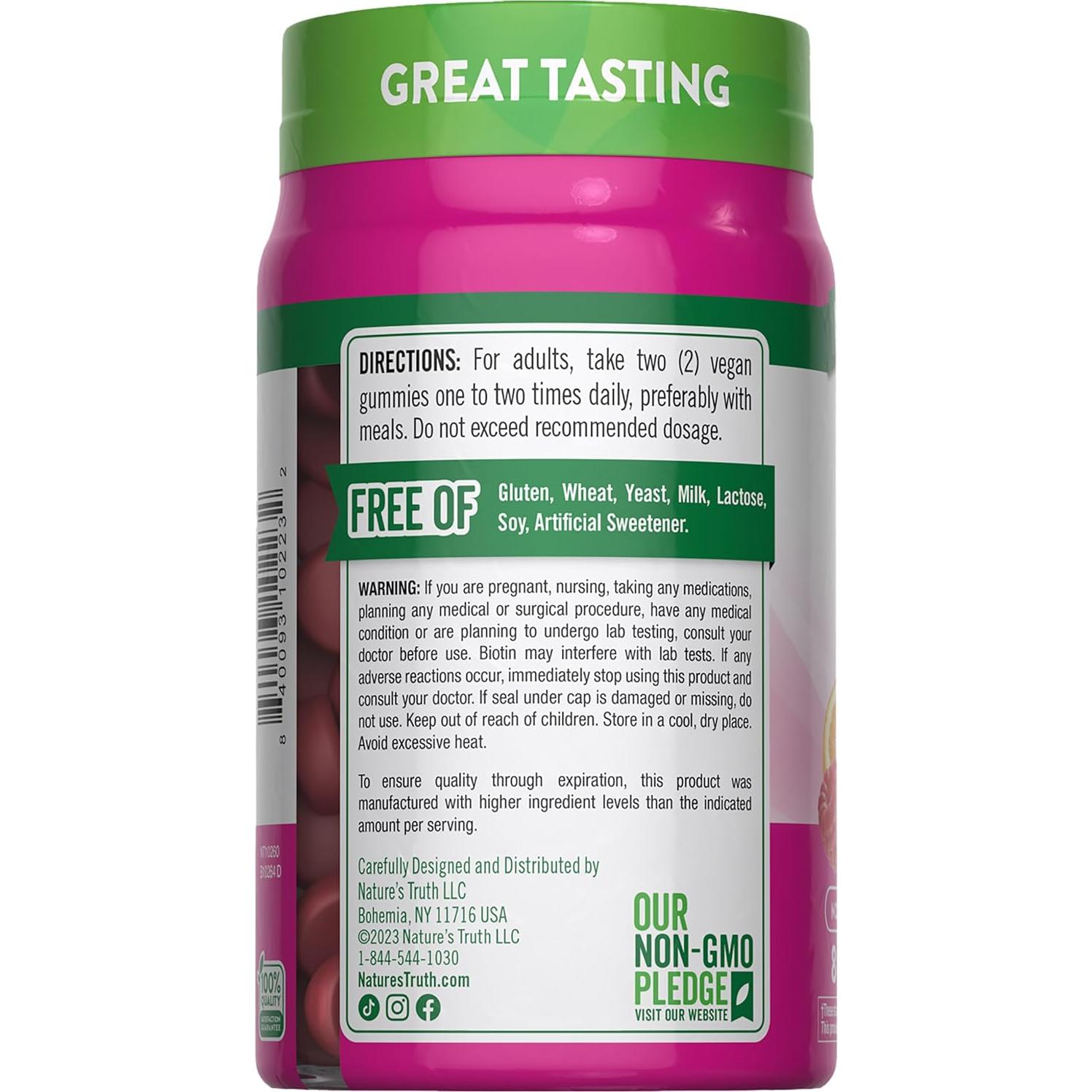 Gomitas de Biotina para Cabello, Piel y Uñas - La Verdad de la Naturaleza - 80 Unidades - 2500 mcg