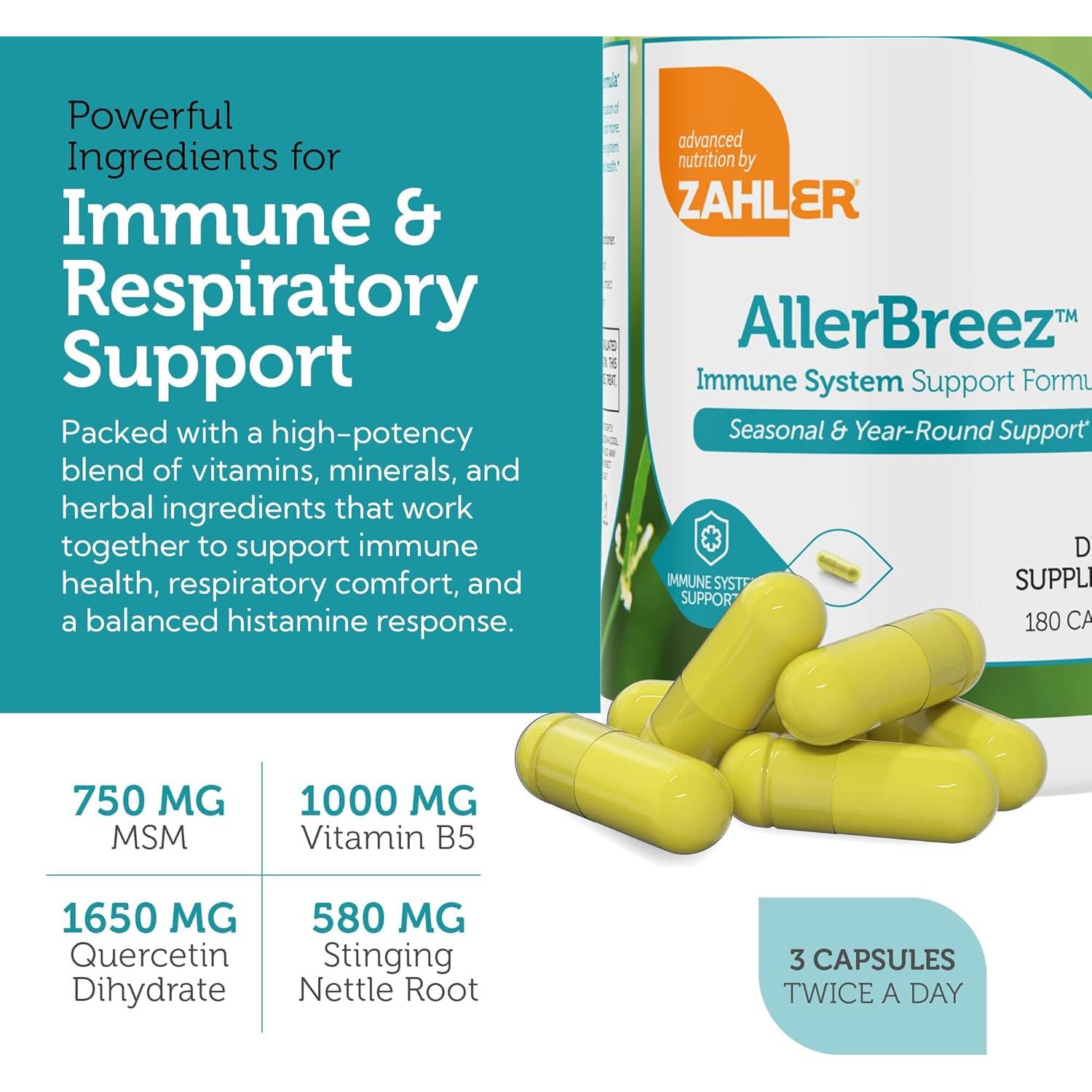 Suplemento Antialérgico Zahler AllerBreez 180 Cápsulas