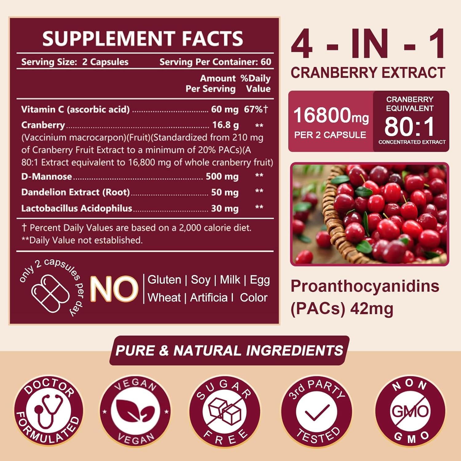 Pastillas de Arándano NATURE TARGET 16800 mg + D-Mannosa 120 Cápsulas