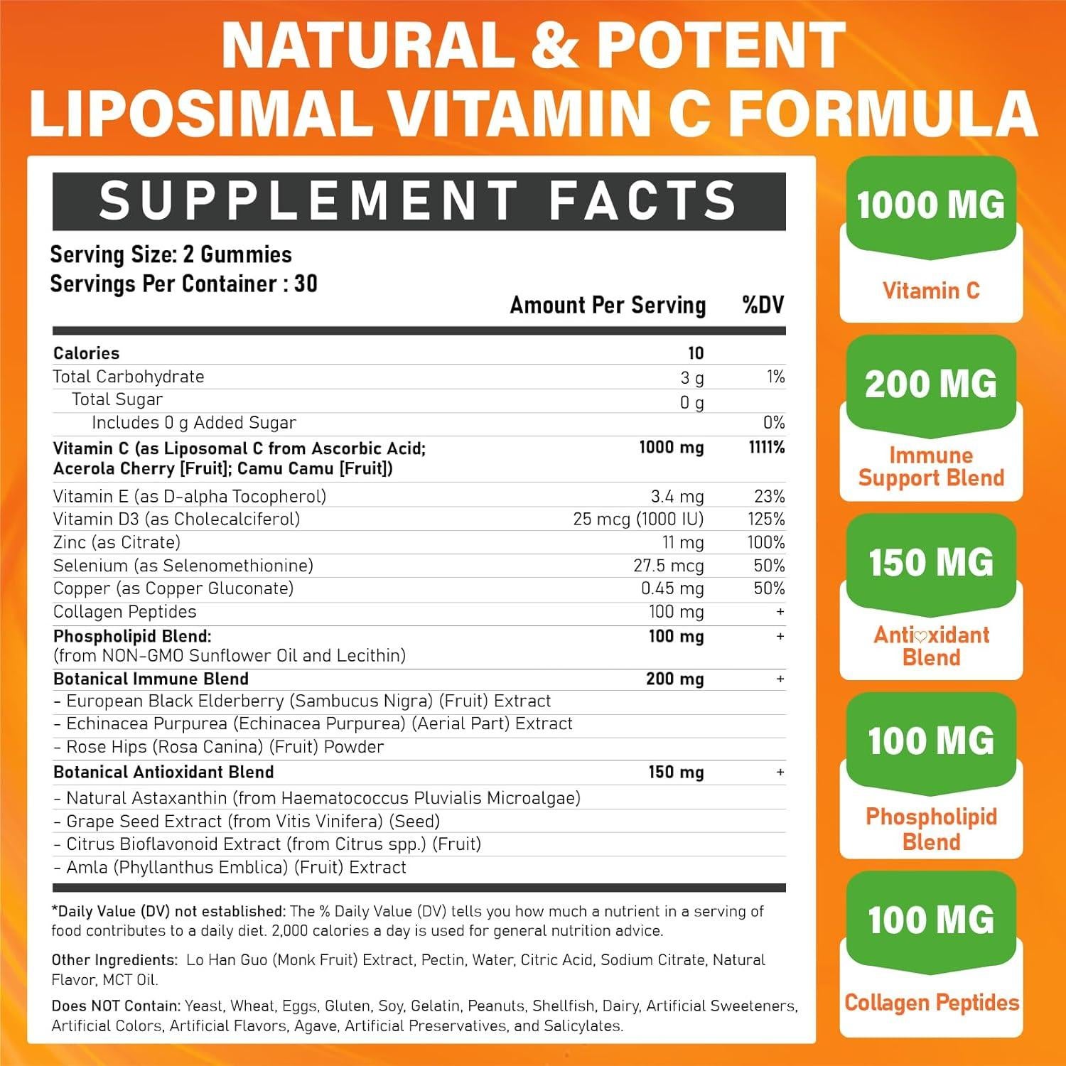 Gomitas de Vitamina C Liposomal 1000mg Veyttisy - Sabor Naranja