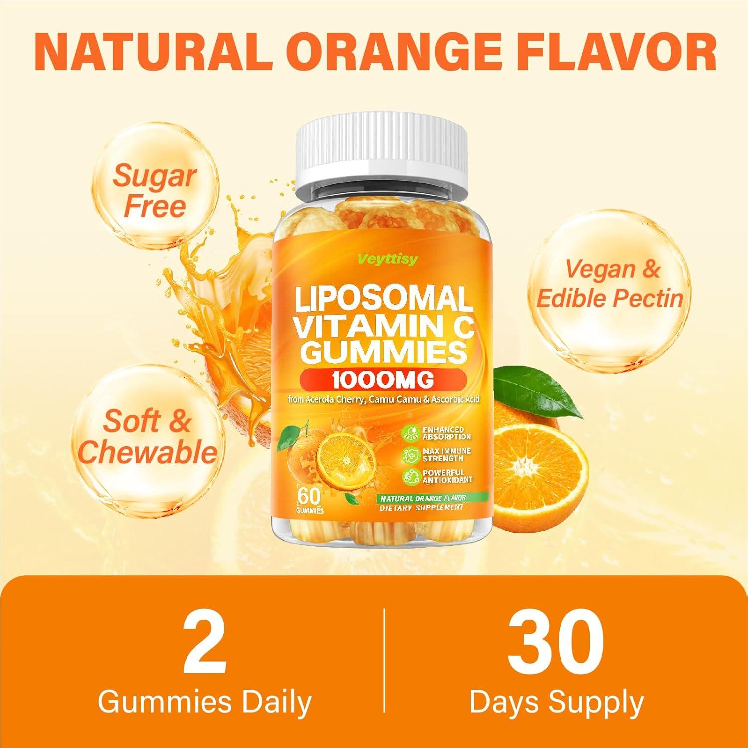 Gomitas de Vitamina C Liposomal 1000mg Veyttisy - Sabor Naranja