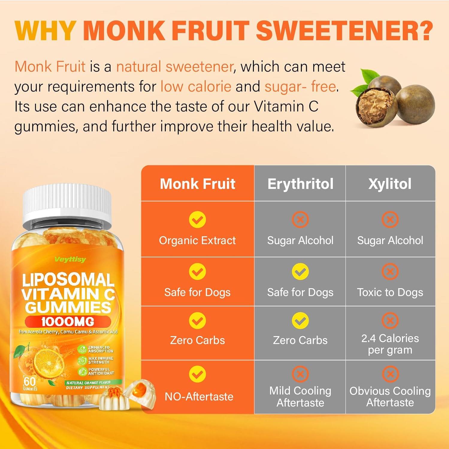 Gomitas de Vitamina C Liposomal 1000mg Veyttisy - Sabor Naranja