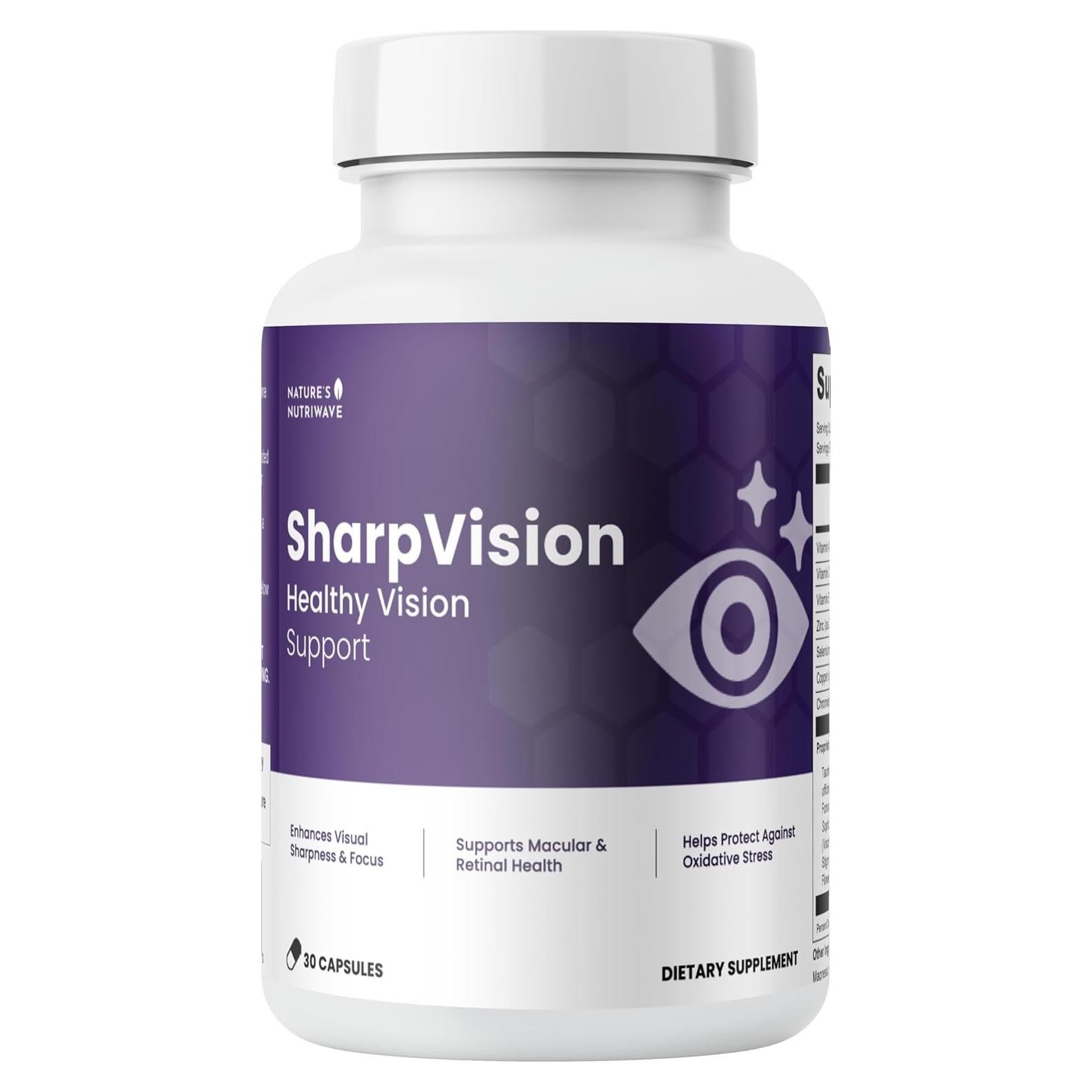 Suplemento Natural SharpVision con Vitamina A, C, E, Zinc - 30 Cápsulas