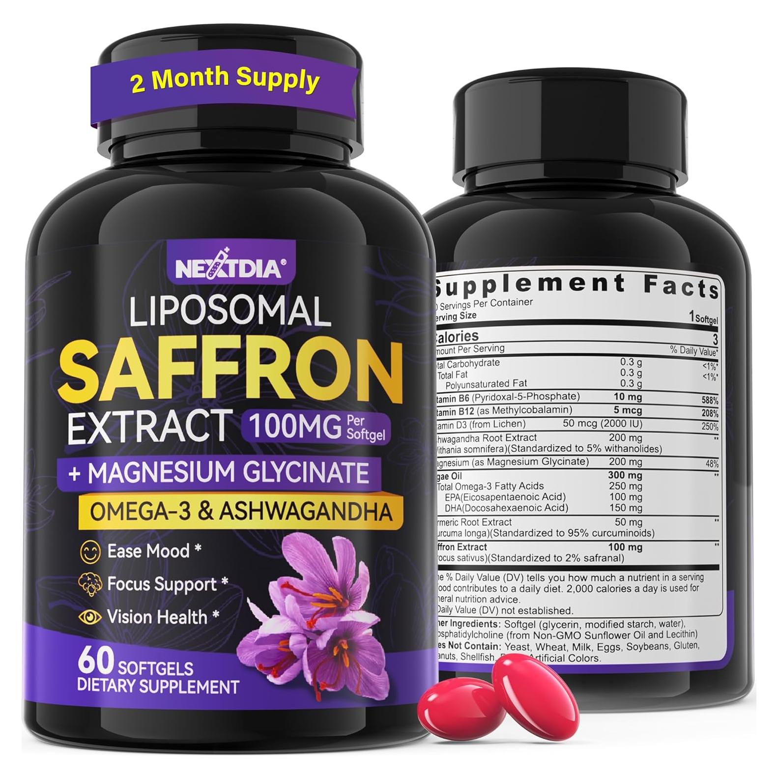 Suplemento de Azafrán Nextdia 100mg Liposomal 60 Gelatinas