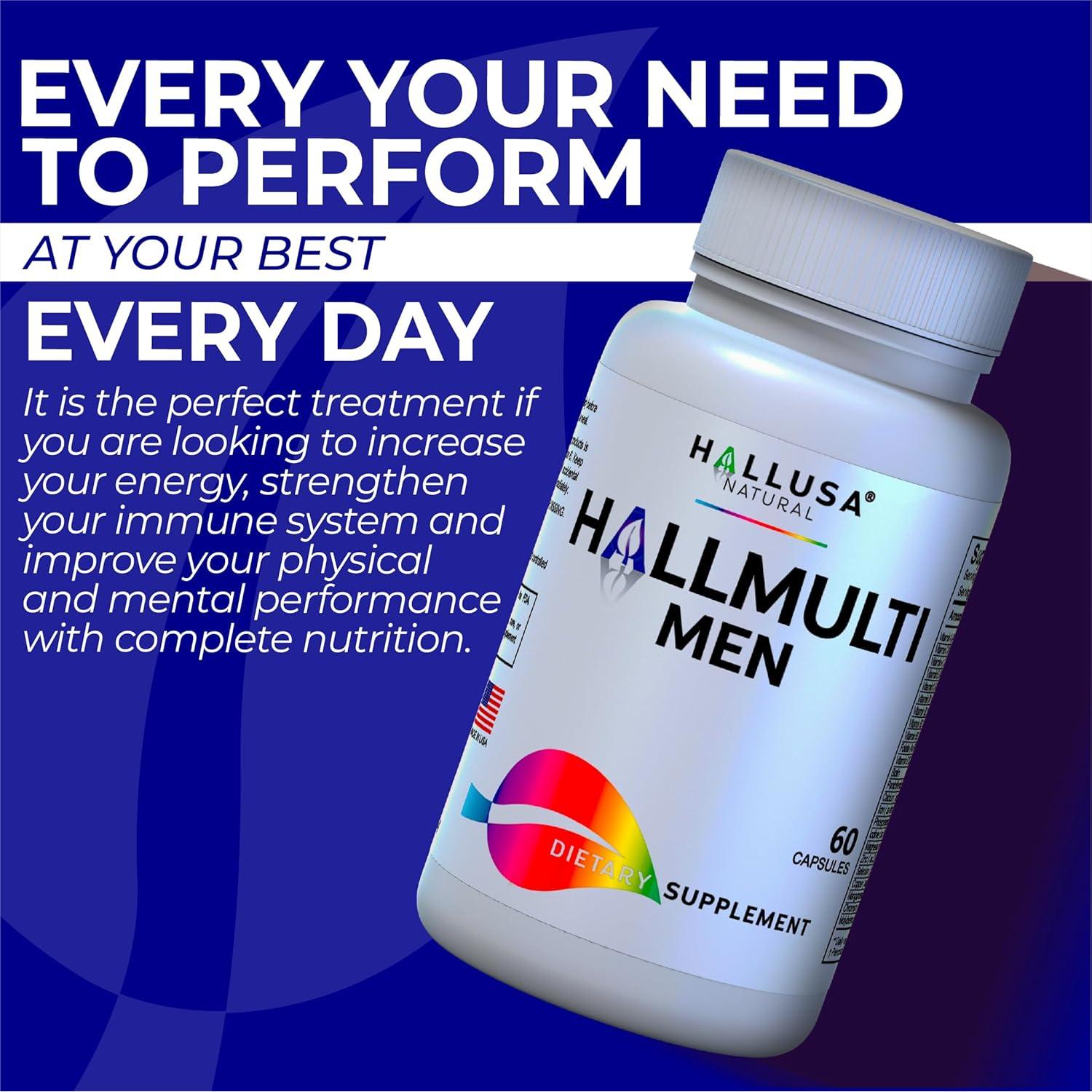 Multivitamina HallMulvit Hombres - 60 Cápsulas, Energía y Salud