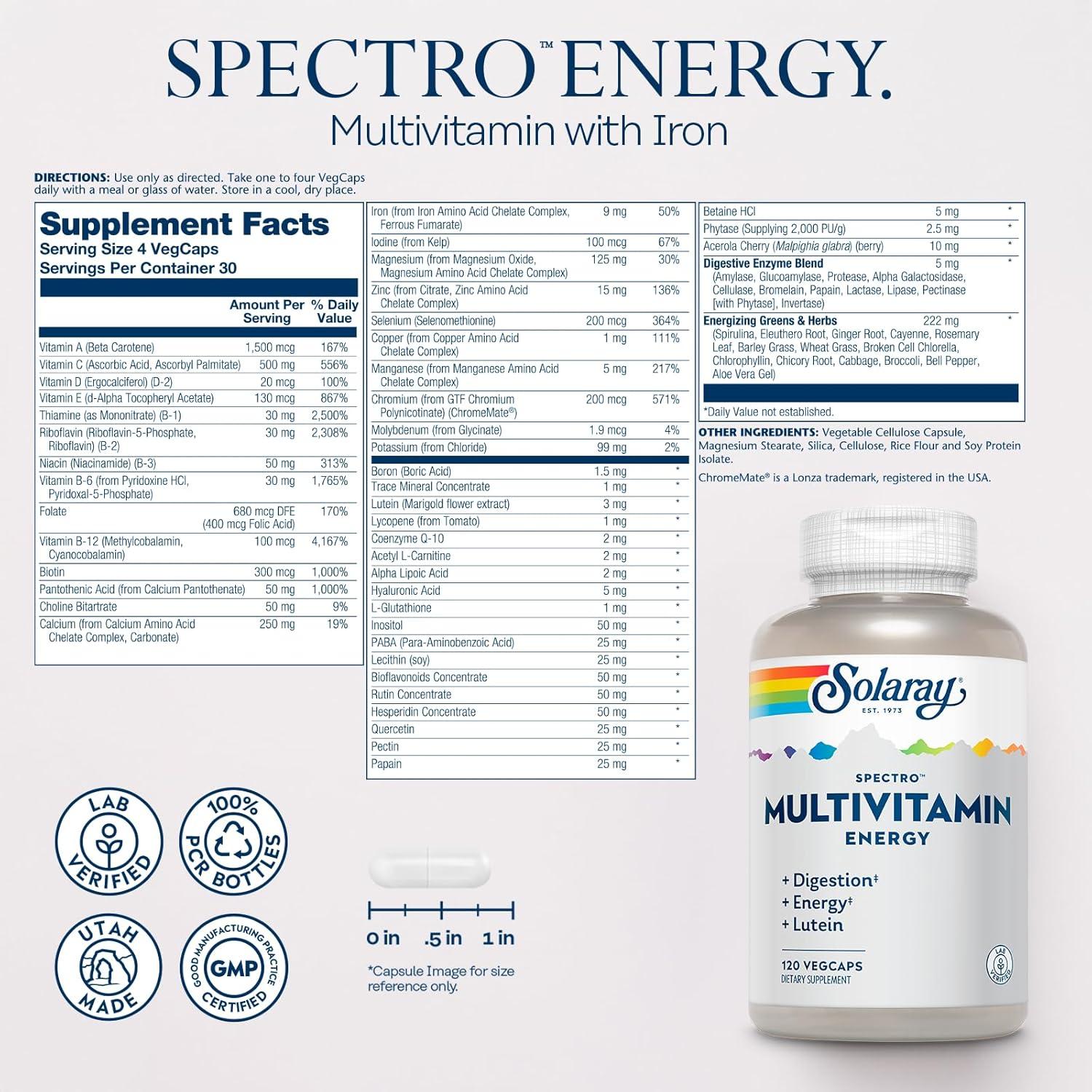 Multivitamina Solaray Spectro Energía 30 VegCaps - Salud Integral