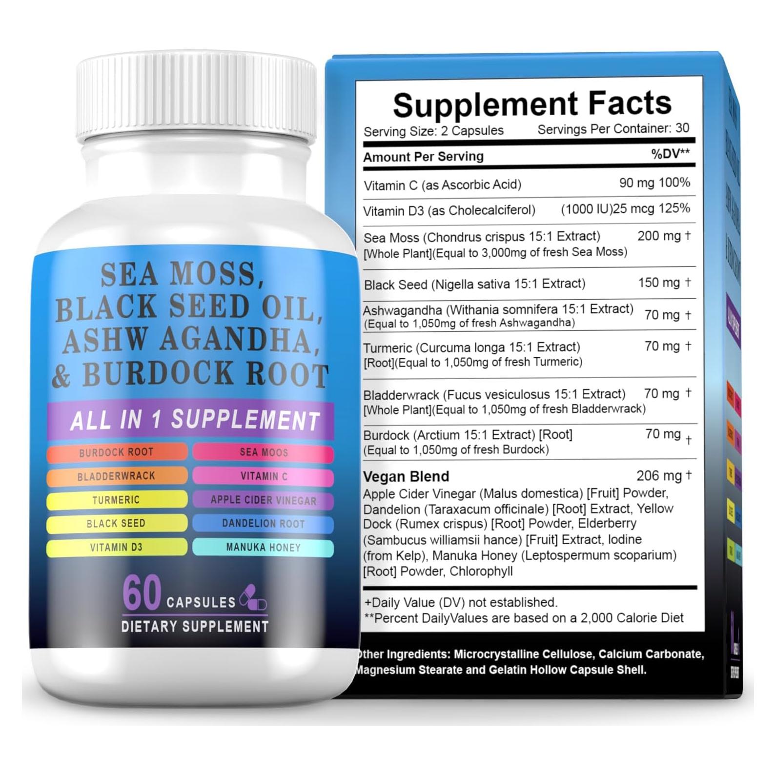 Cápsulas de Musgo Marino Pyzor 60 Unidades - Suplemento Natural