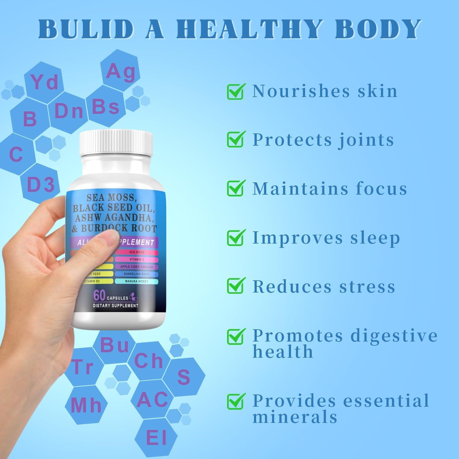 Cápsulas de Musgo Marino Pyzor 60 Unidades - Suplemento Natural