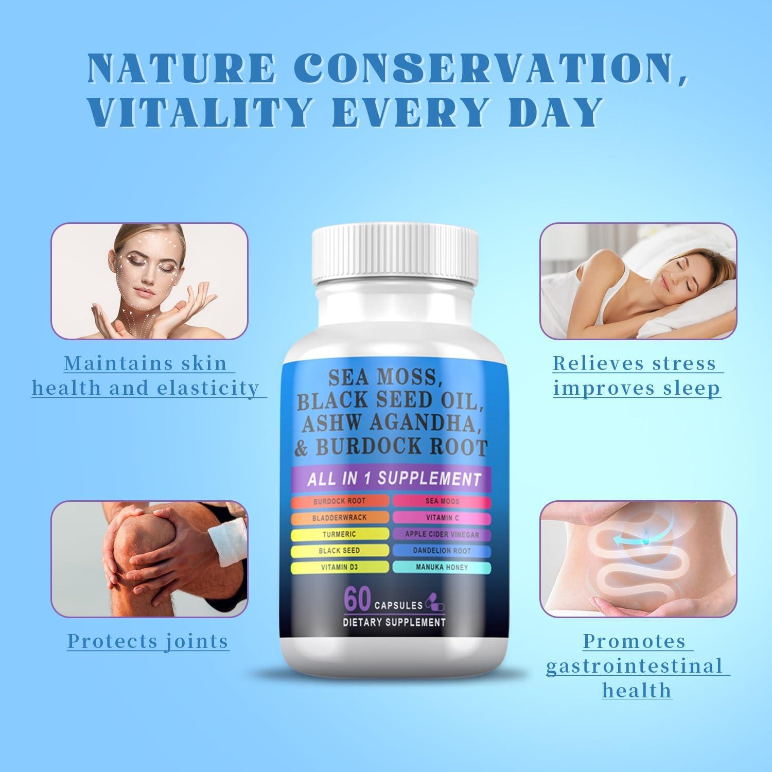 Cápsulas de Musgo Marino Pyzor 60 Unidades - Suplemento Natural