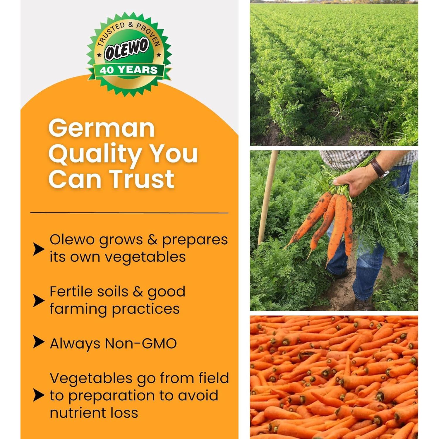 Olewo Zanahorias Deshidratadas para Perros 0.45 kg - Soporte Digestivo y Piel Saludable