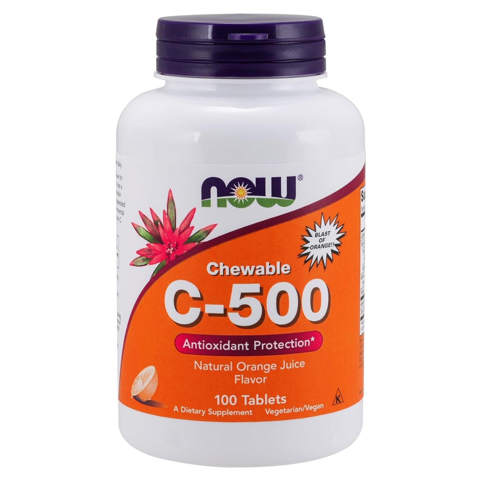 Vitamina C 500mg Naranja 100 Tabletas Masticables Ahora