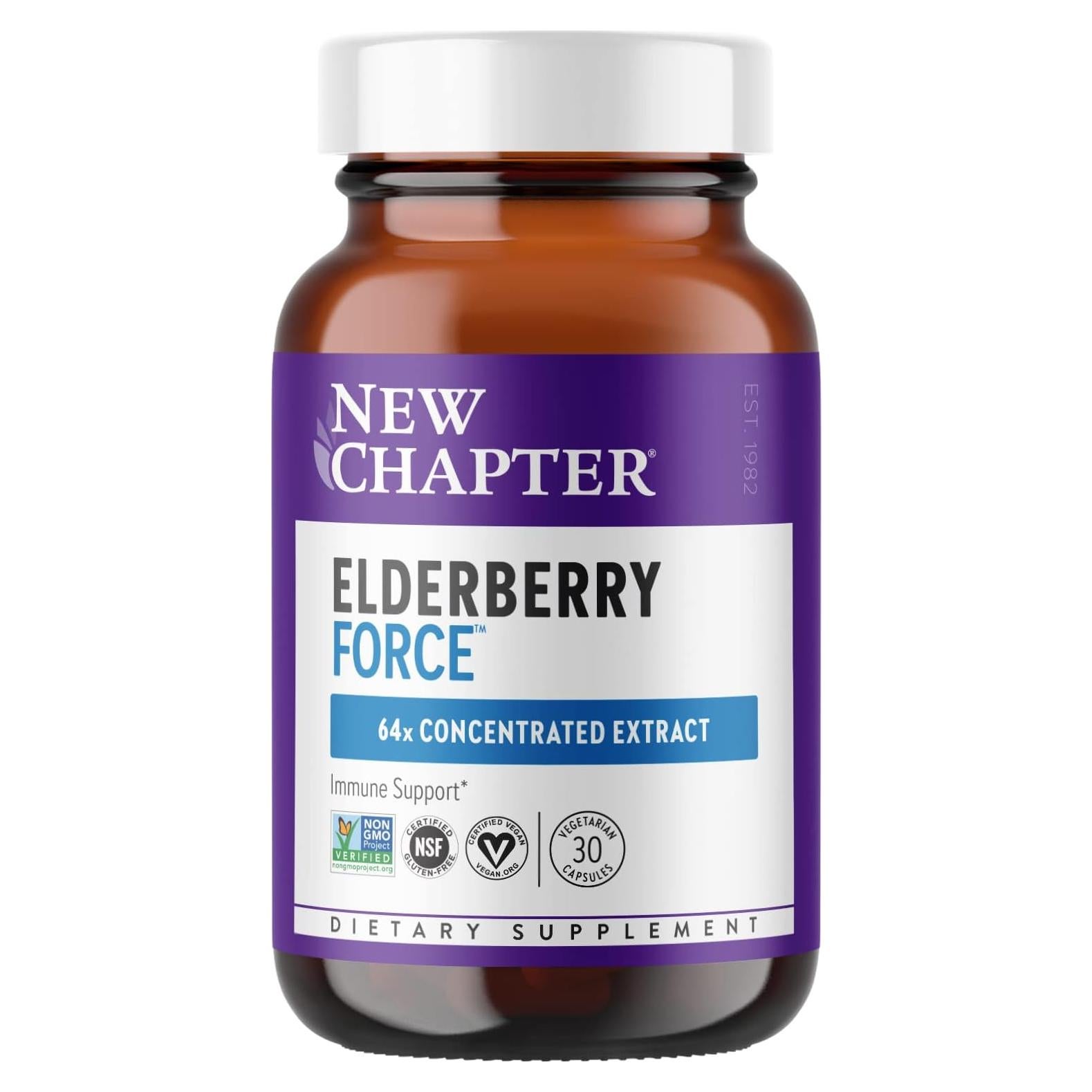 Cápsulas Veganas New Chapter Elderberry Force 30 Unidades