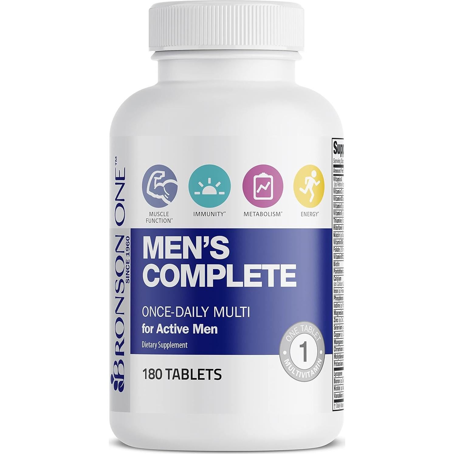 Multivitamínico Completo Bronson para Hombres Activos 180 Tabletas