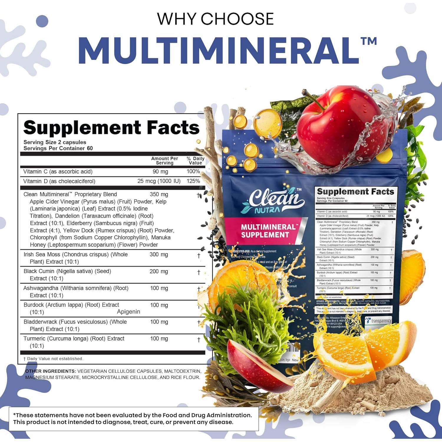 Suplemento Multimineral Clean Nutraceuticals 120 Cápsulas
