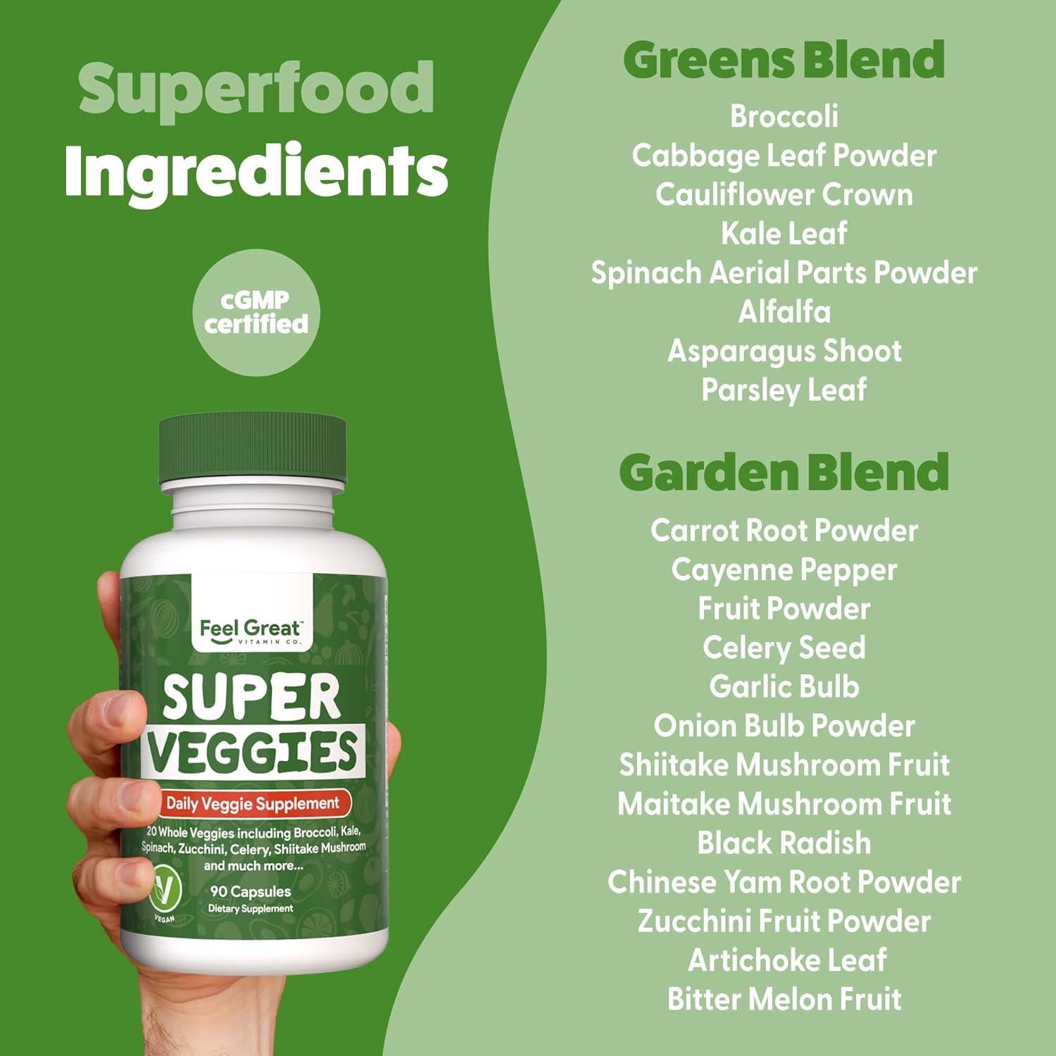 Suplementos de Frutas y Verduras Feel Great | 180 Tabletas Veganas