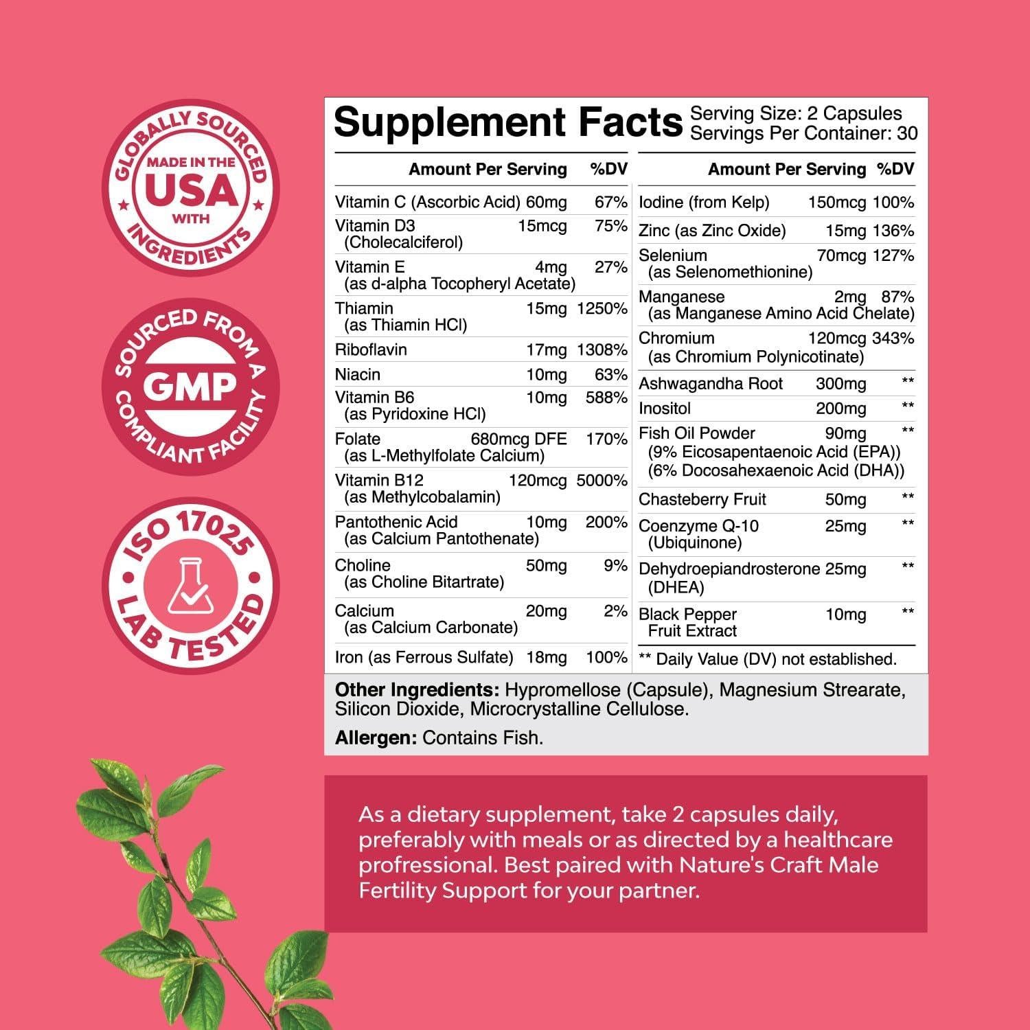 Suplemento de Fertilidad Femenina Natures Craft 60 Gomitas