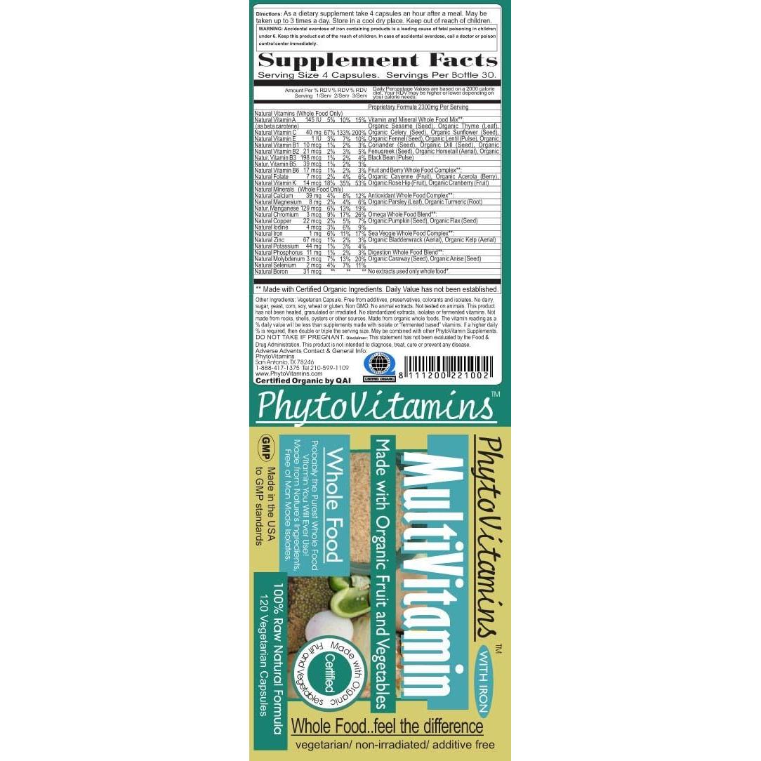 Multivitamina Orgánica Nature's Brands con Hierro - 120 Cápsulas Vegetarianas