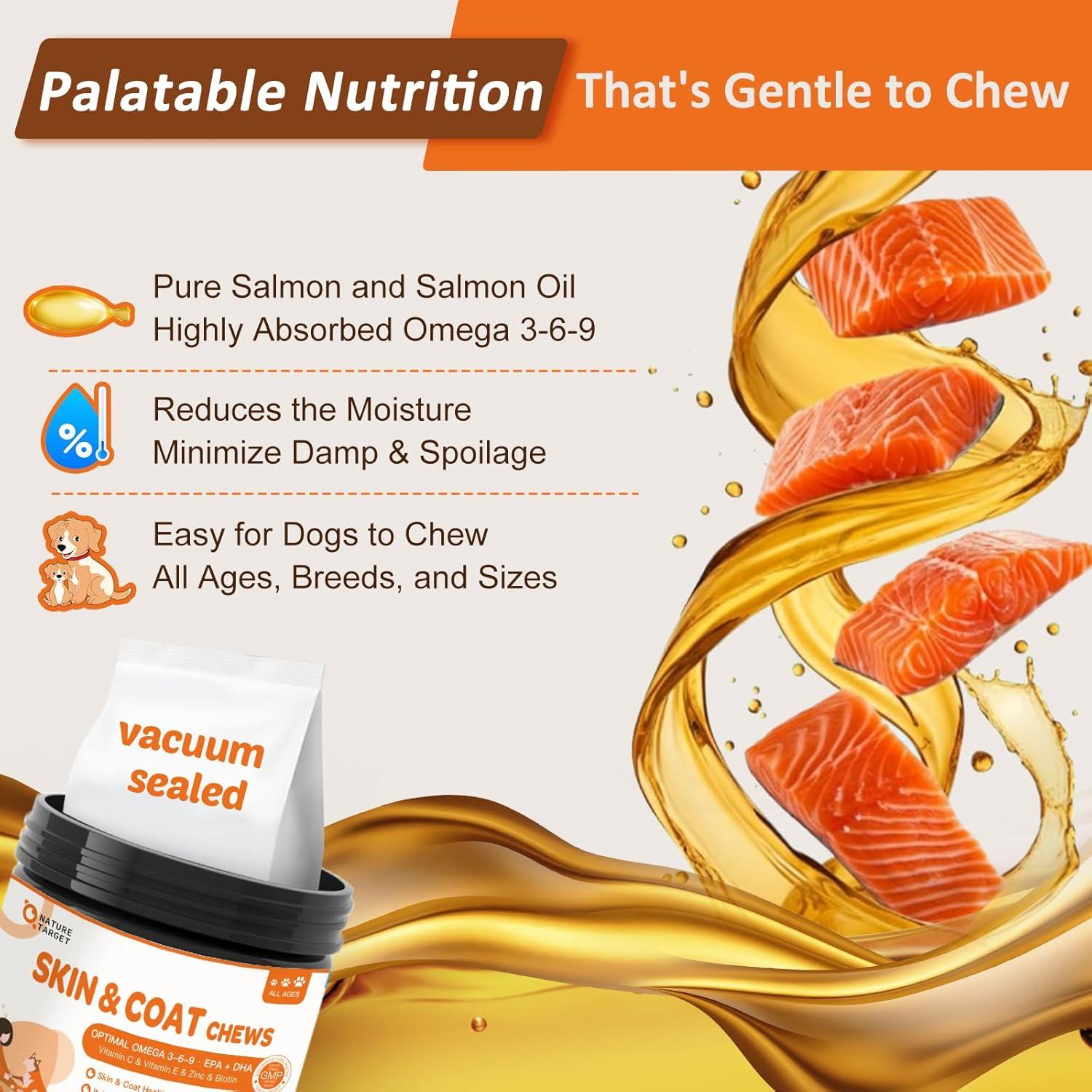 NATURE TARGET Suplemento Aceite de Pescado Omega 3 para Perros 120 Golosinas