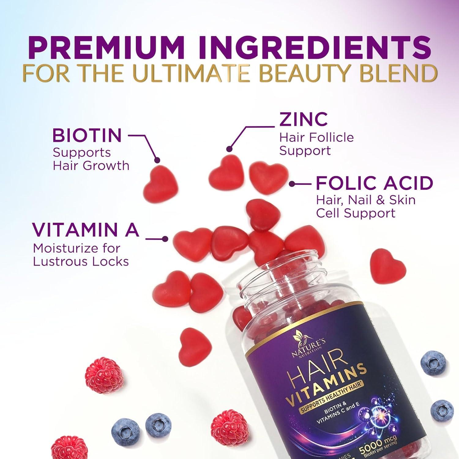 Gomitas de Vitaminas para el Cabello Nature's Nutrition 60 Unidades