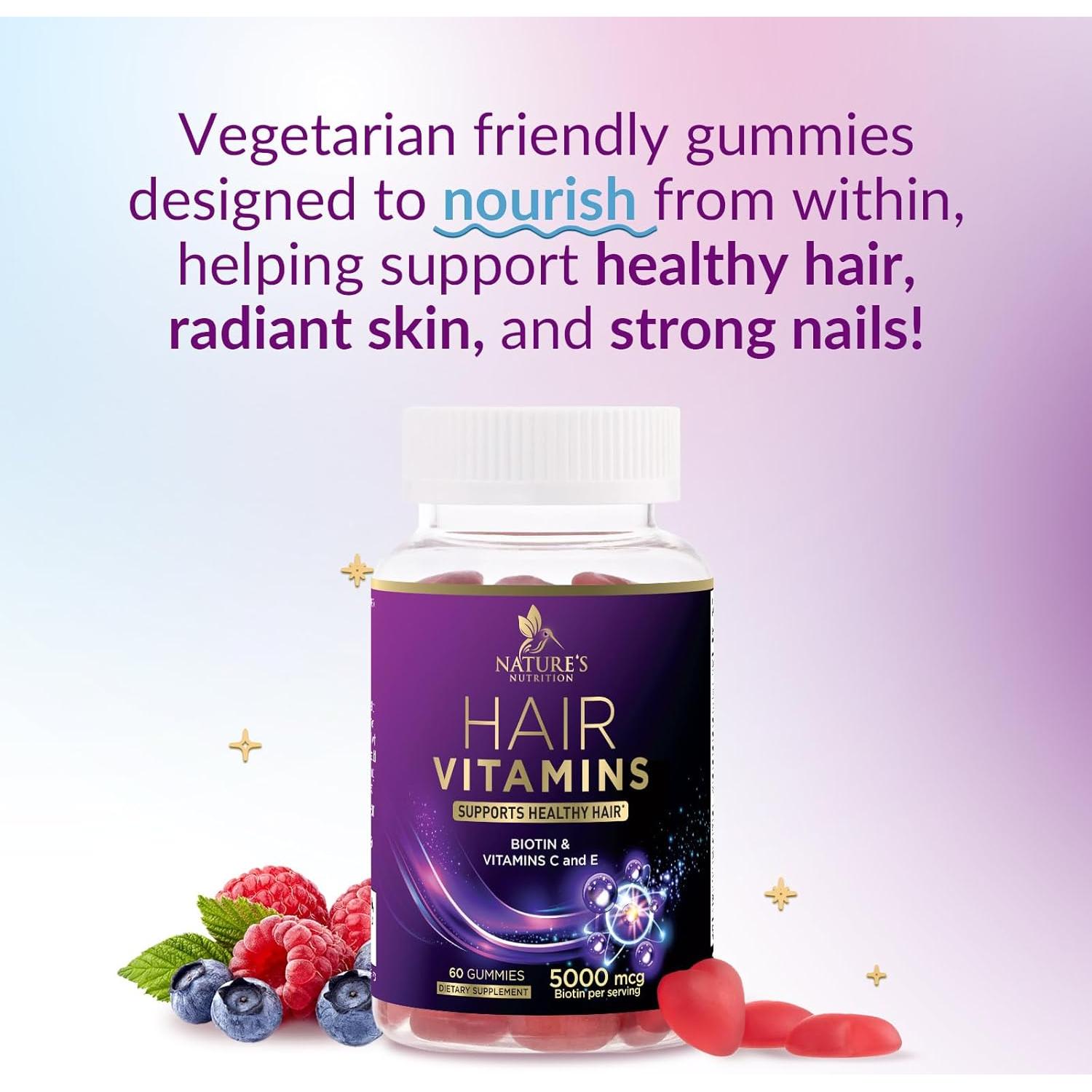 Gomitas de Vitaminas para el Cabello Nature's Nutrition 60 Unidades