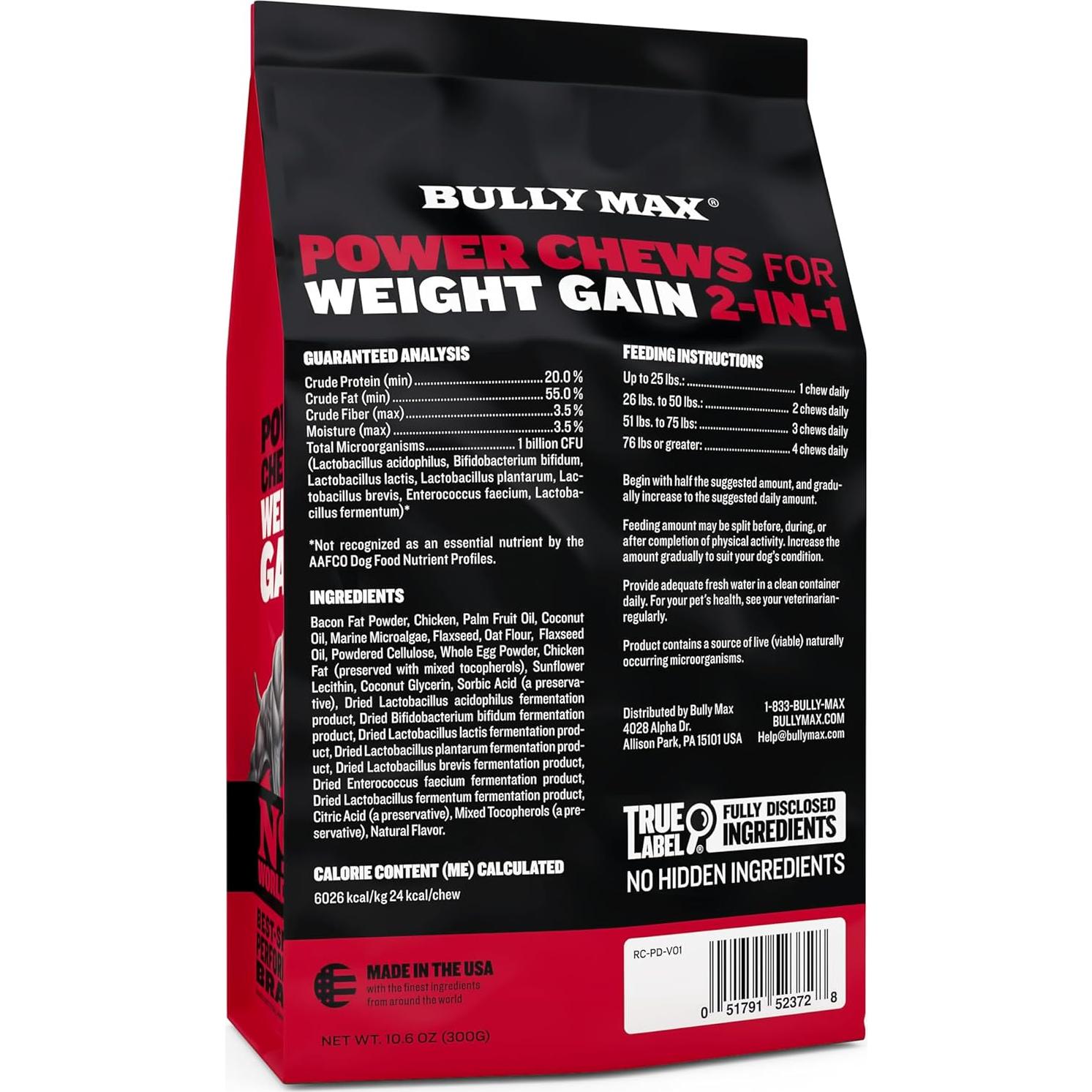 Masticables Gainer de Peso Bully Max 75 Unidades para Perros