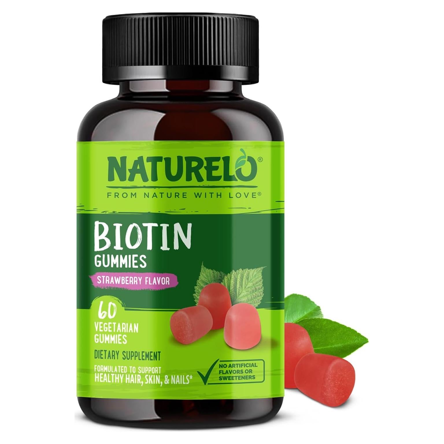 Gomitas de Biotina NATURELO 2500 mcg - Salud Cabello, Piel, Uñas - 60 Unidades