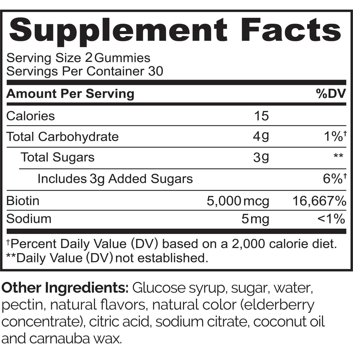 Gomitas de Biotina NATURELO 2500 mcg - Salud Cabello, Piel, Uñas - 60 Unidades