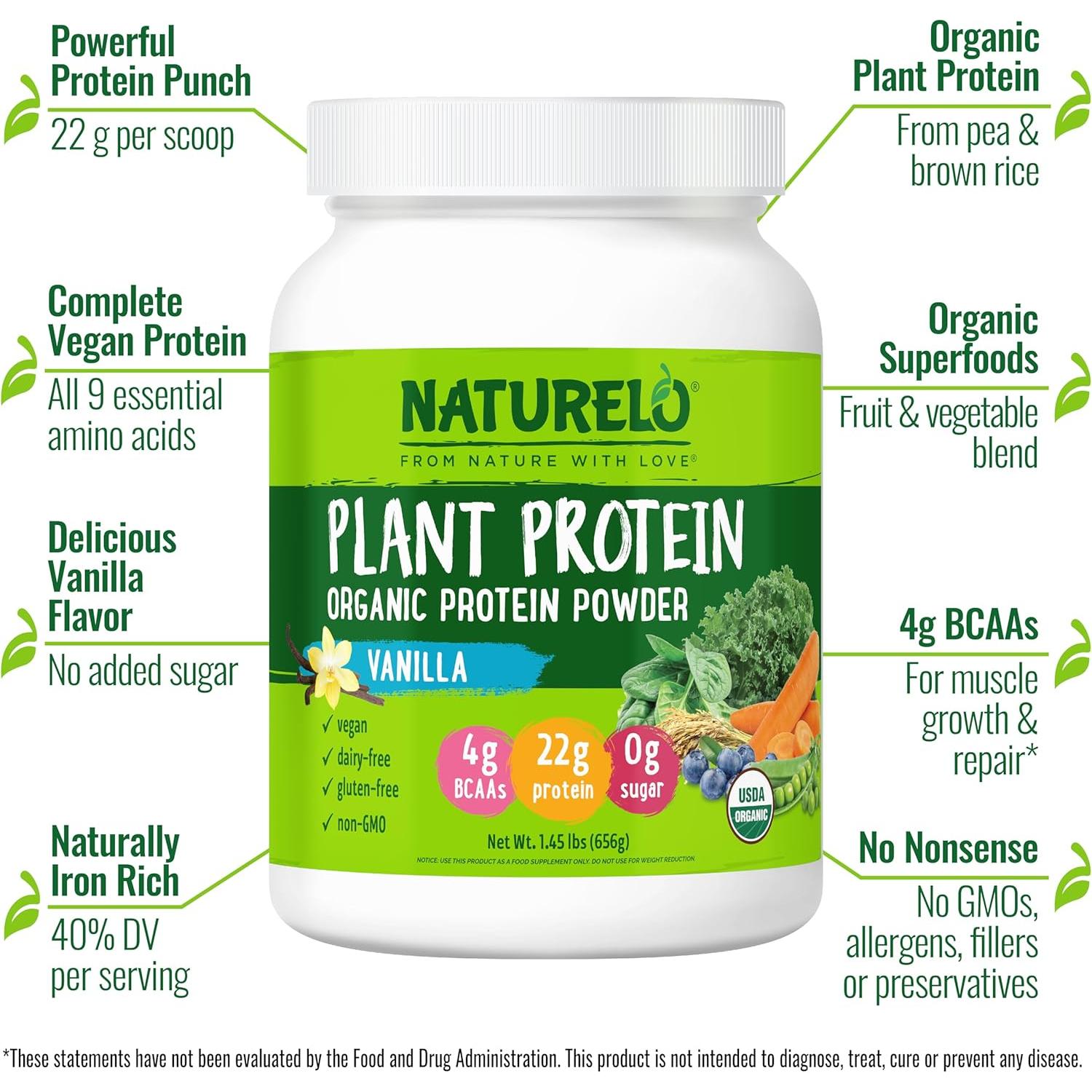 Polvo de Proteína Vegetal NATURELO Vainilla 660g - Vegano