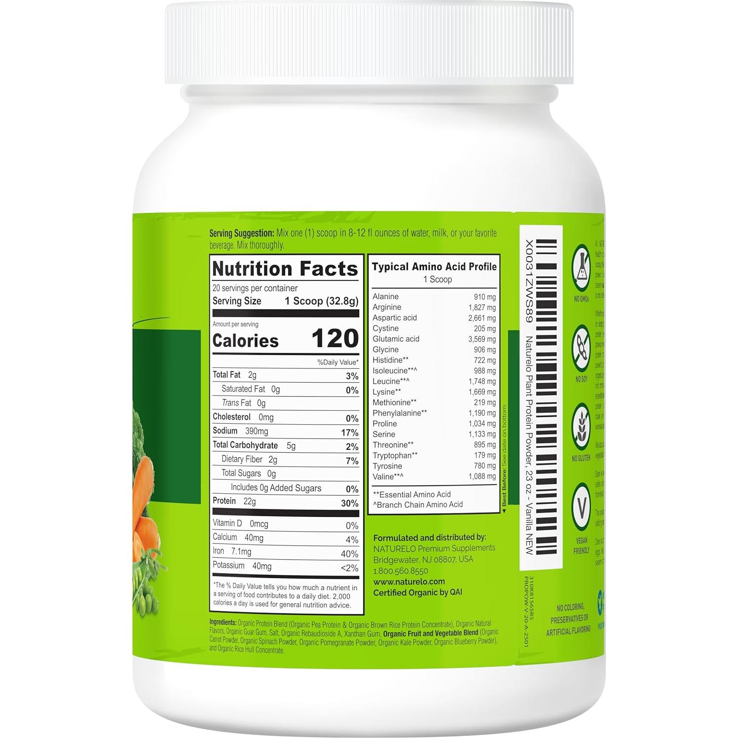 Polvo de Proteína Vegetal NATURELO Vainilla 660g - Vegano