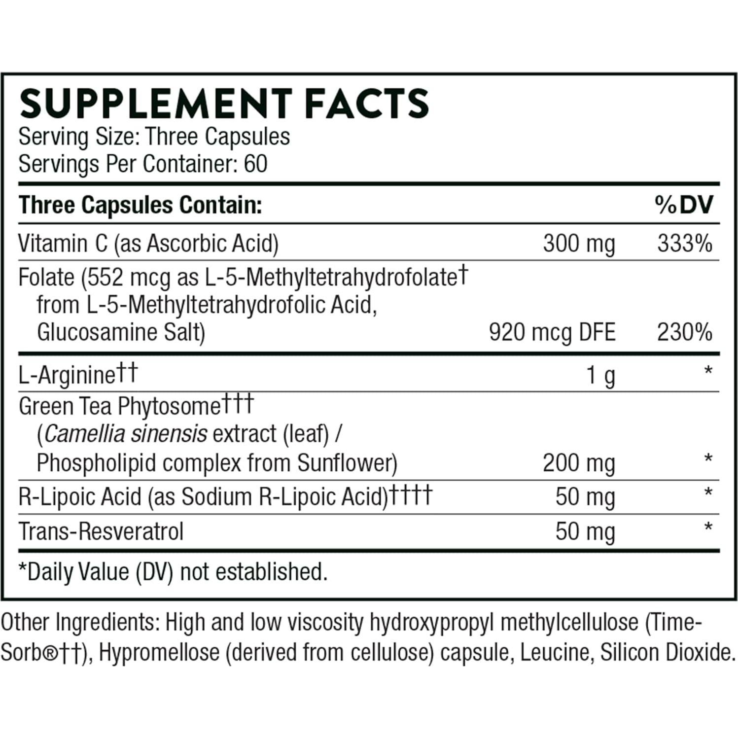 Suplemento L-Arginina Plus Thorne - 180 Cápsulas para Función Cardíaca