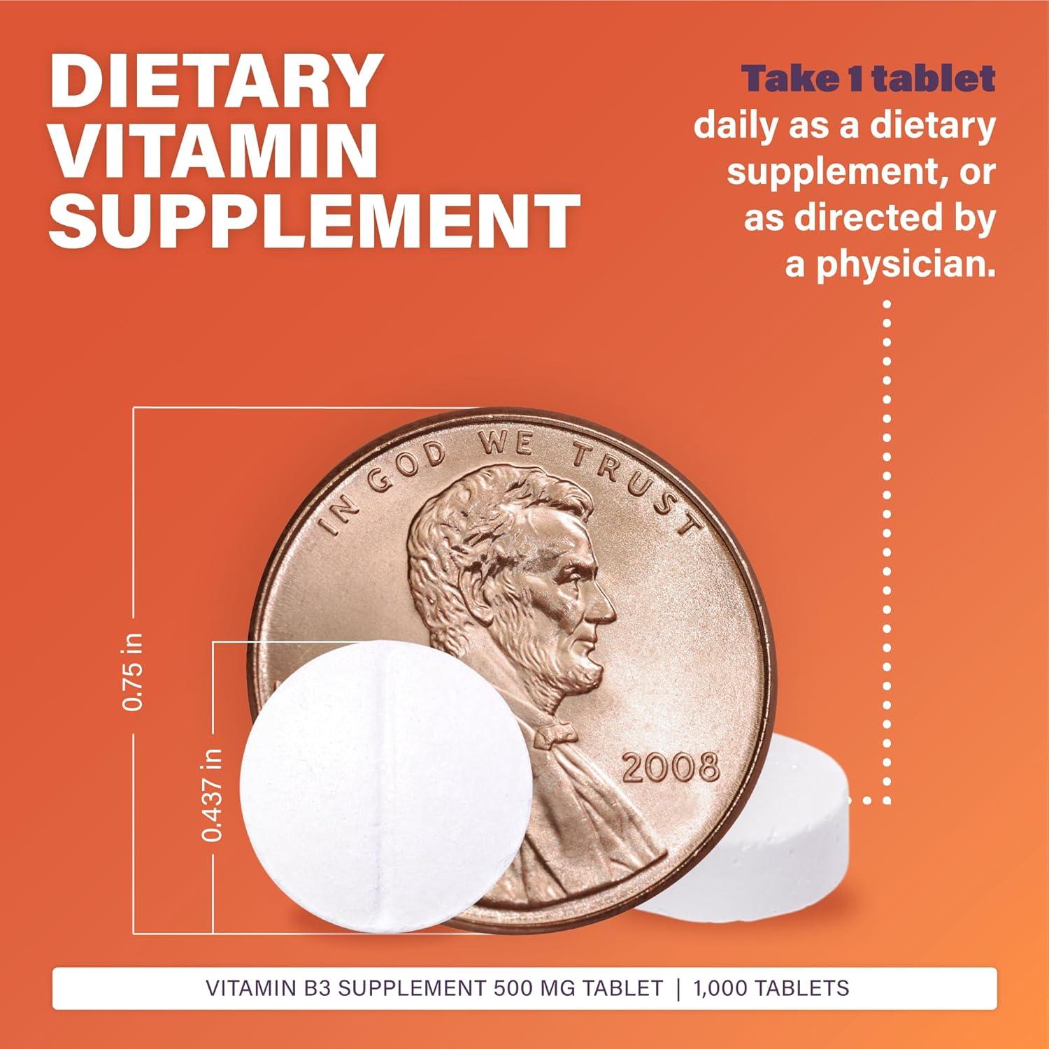 Suplemento de Niacina 500mg Rugby - 1000 Tabletas