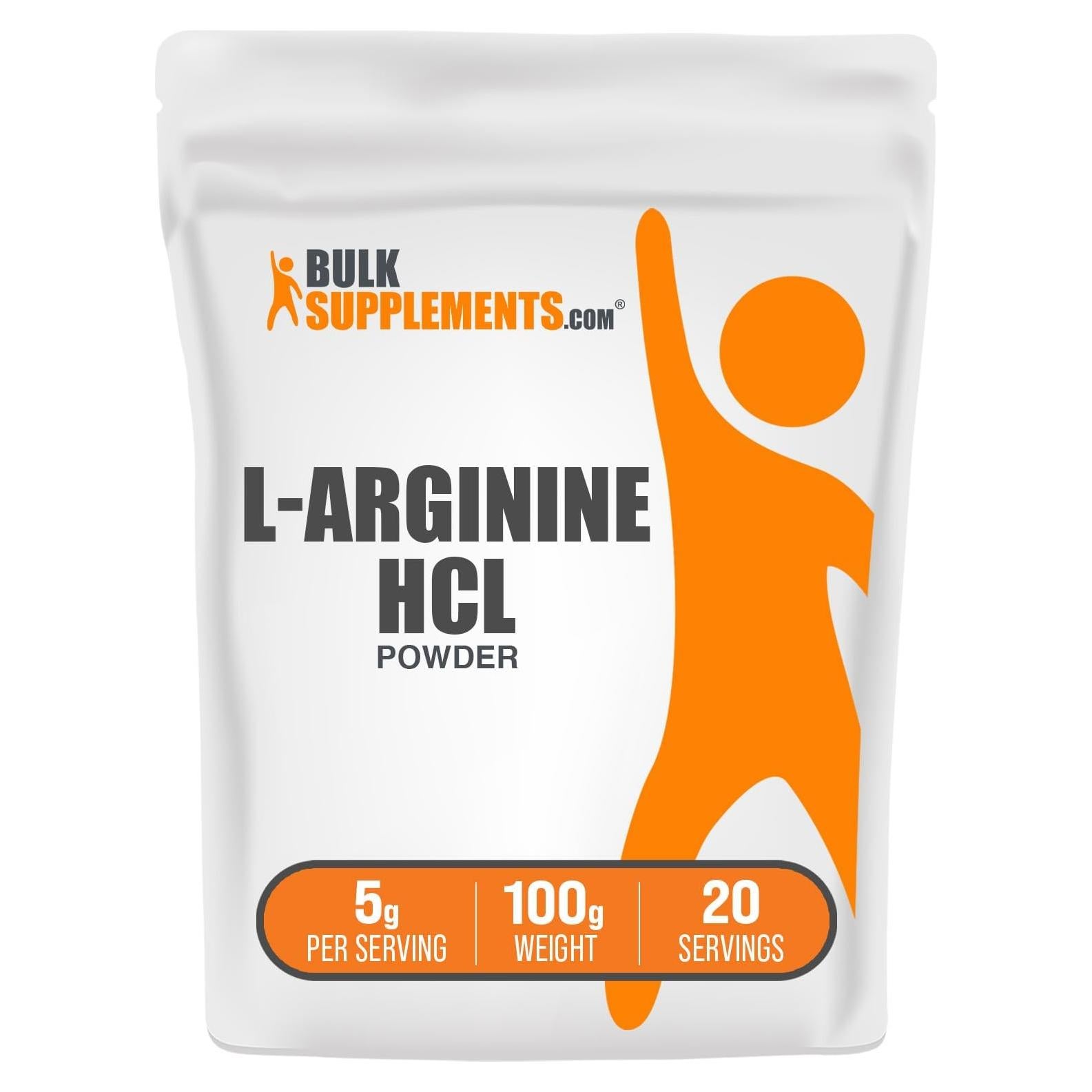 L-Arginina HCl BulkSupplements 100g - Suplemento Sin Sabor