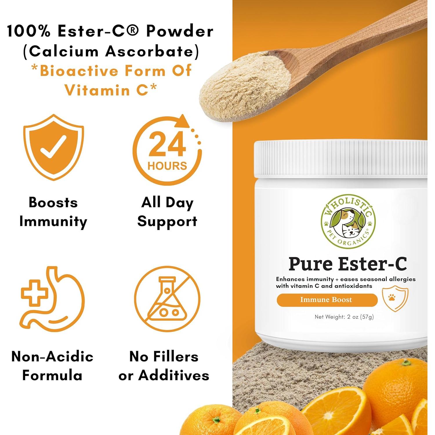 Suplemento de Vitamina C Ester-C Wholistic para Perros 56.7 g