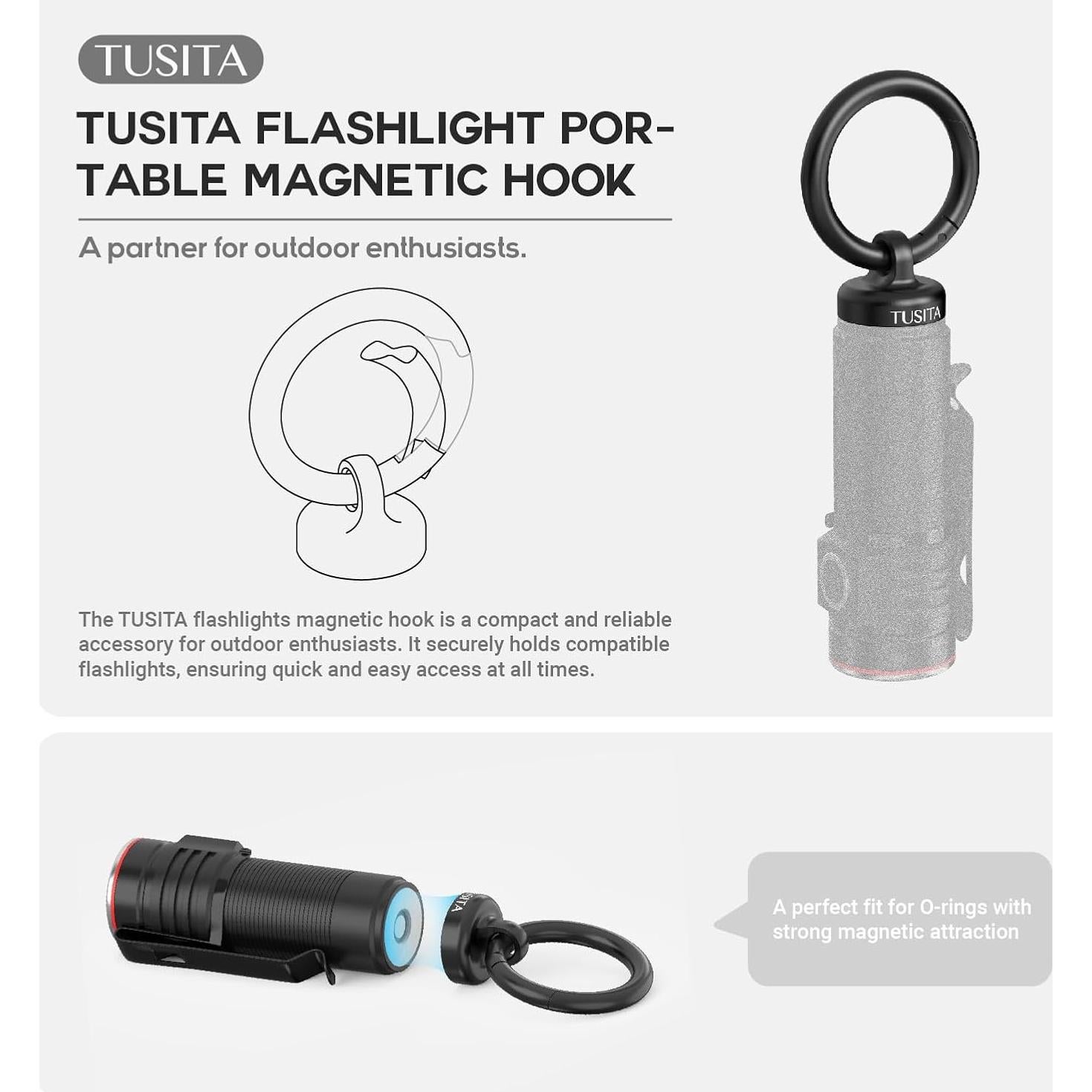 Gancho Magnético TUSITA para Linternas Olight NEBO 7.99x1.98cm