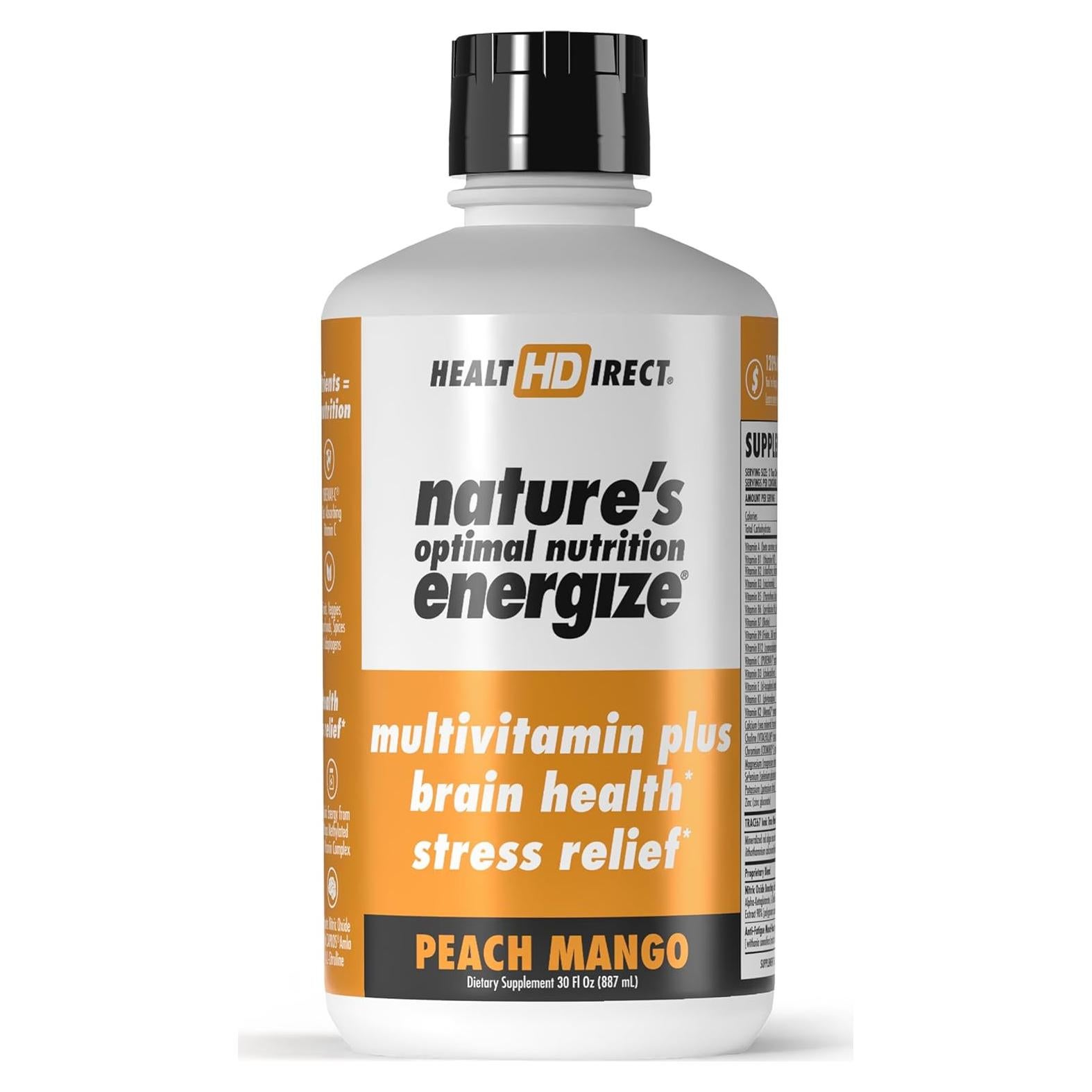 Multivitamina Líquida Salud Directa Energiza - 30 Porciones - Durazno Mango