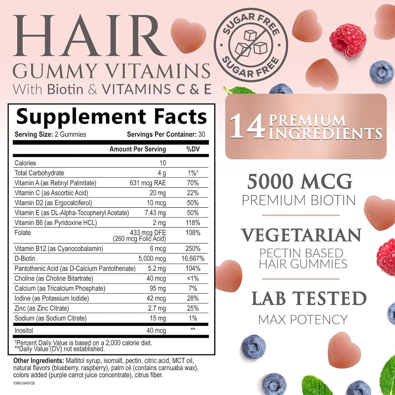 Gomitas Vitaminas para el Cabello Nature's Nutrition 60 Unidades