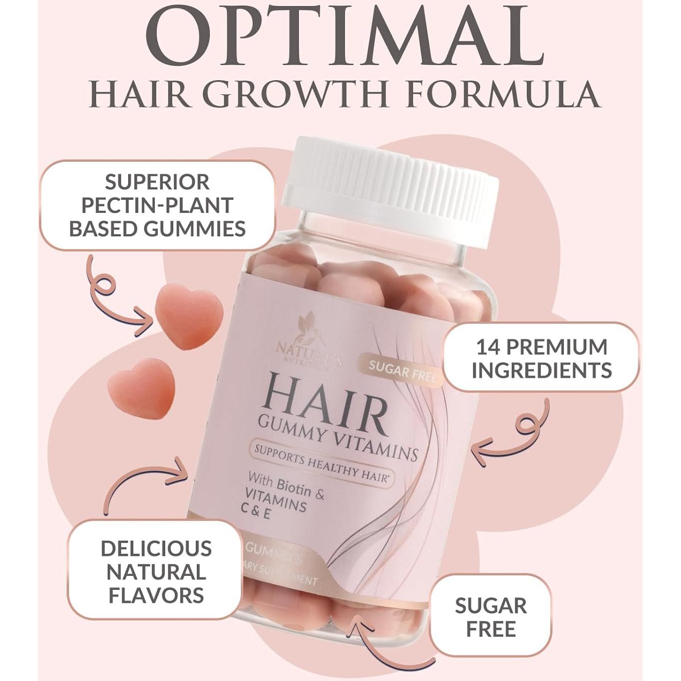 Gomitas Vitaminas para el Cabello Nature's Nutrition 60 Unidades