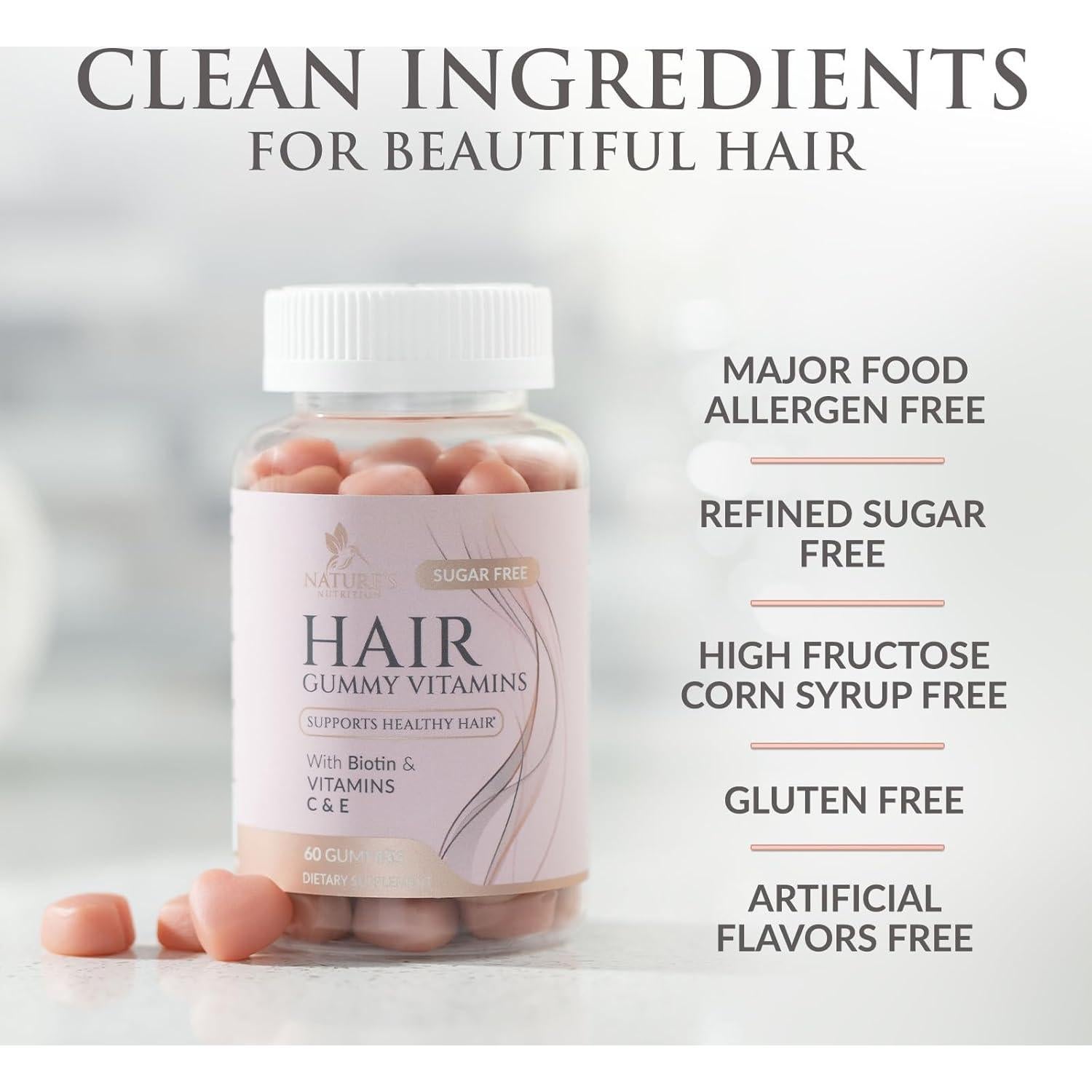 Gomitas Vitaminas para el Cabello Nature's Nutrition 60 Unidades