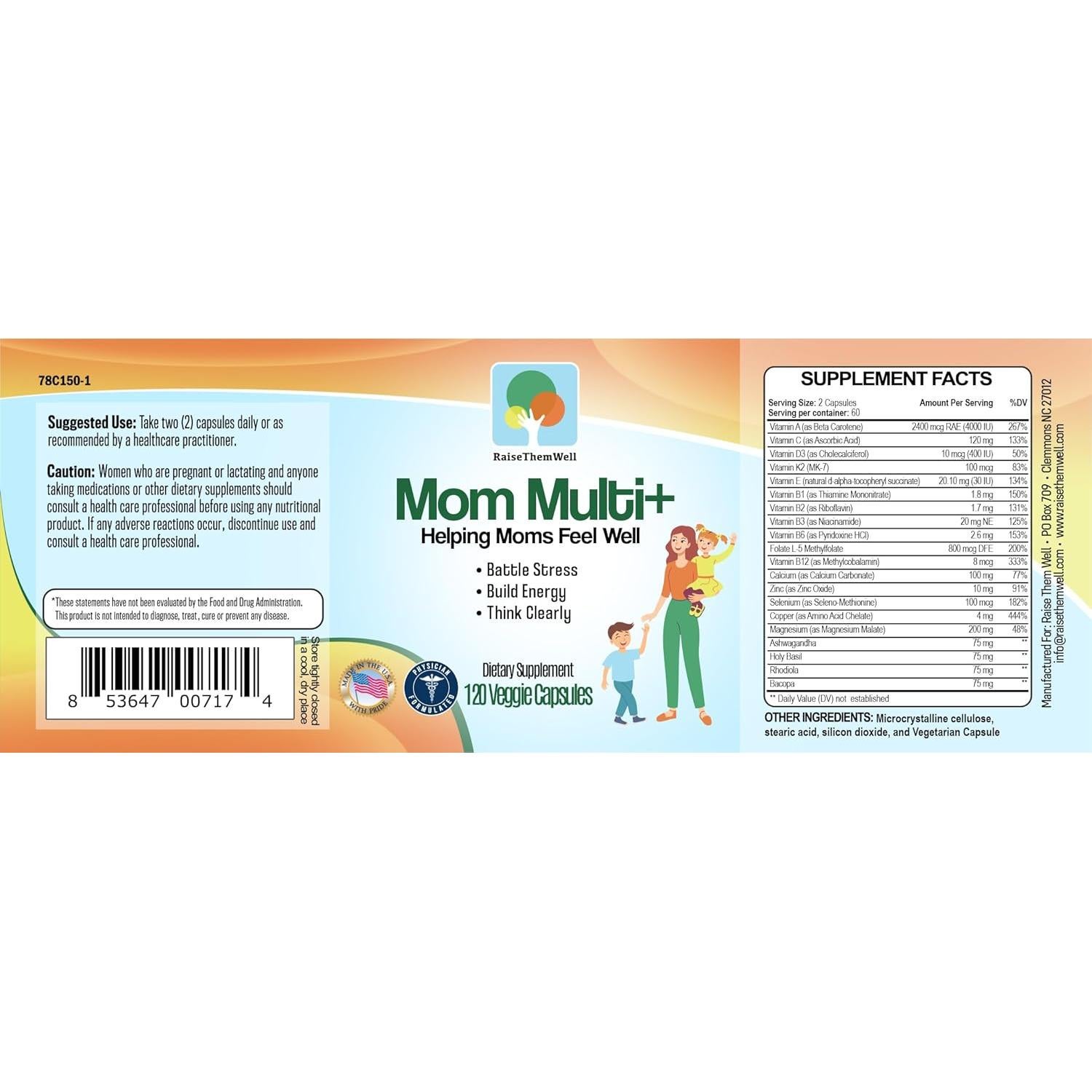 Multivitamina Diaria para Mujeres Mom Multi+ 120 Cápsulas Veganas