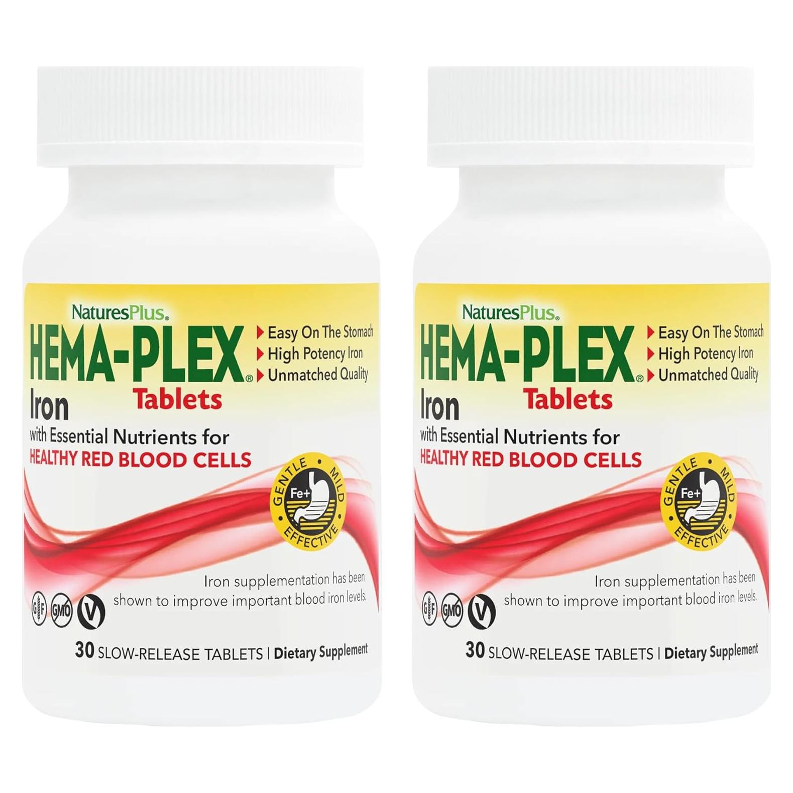 Suplemento de Hierro NaturesPlus Hema-Plex 85 mg - 60 Tabletas