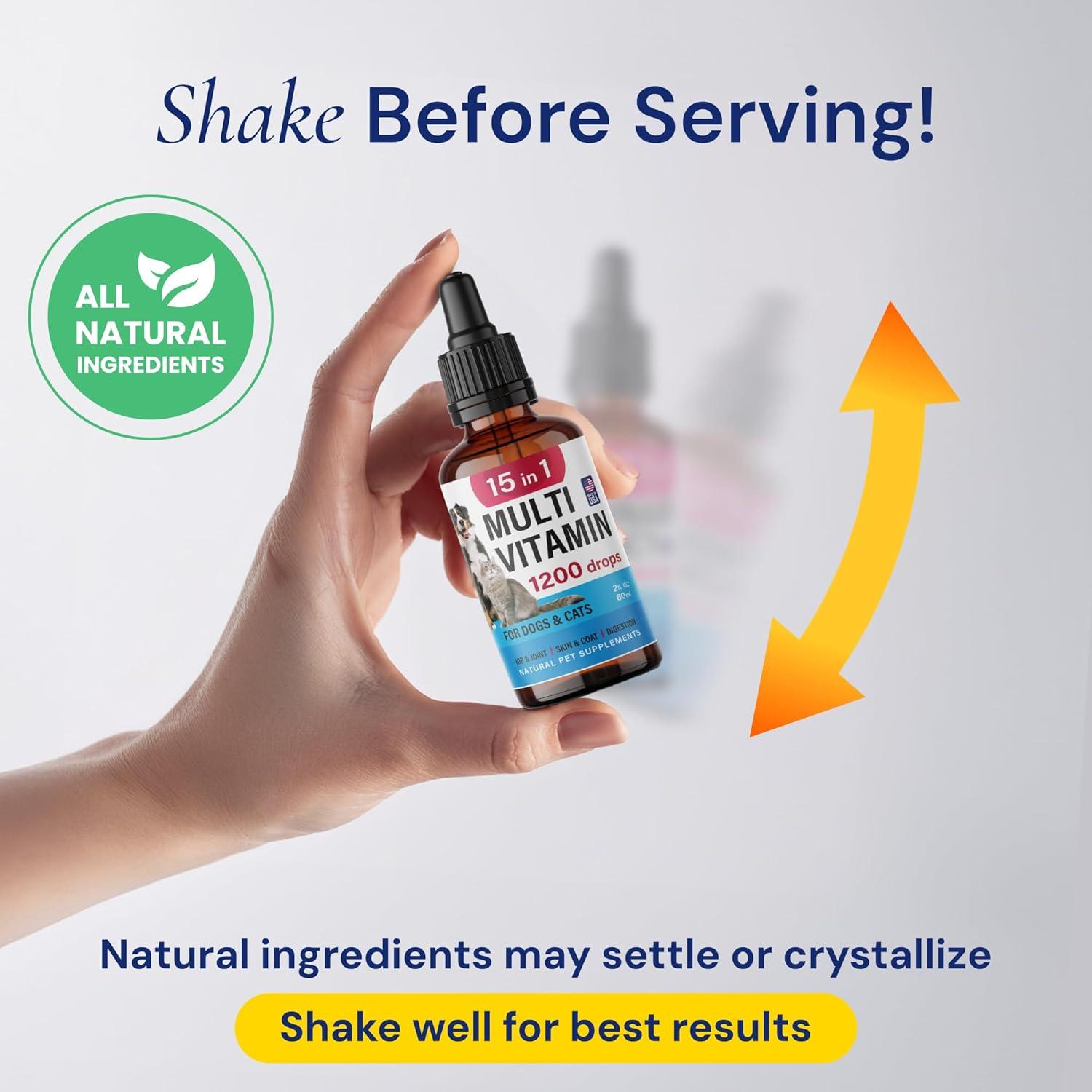 Multivitamina Líquida Premium FurFinds 15-en-1 para Perros y Gatos - 59.15 ml